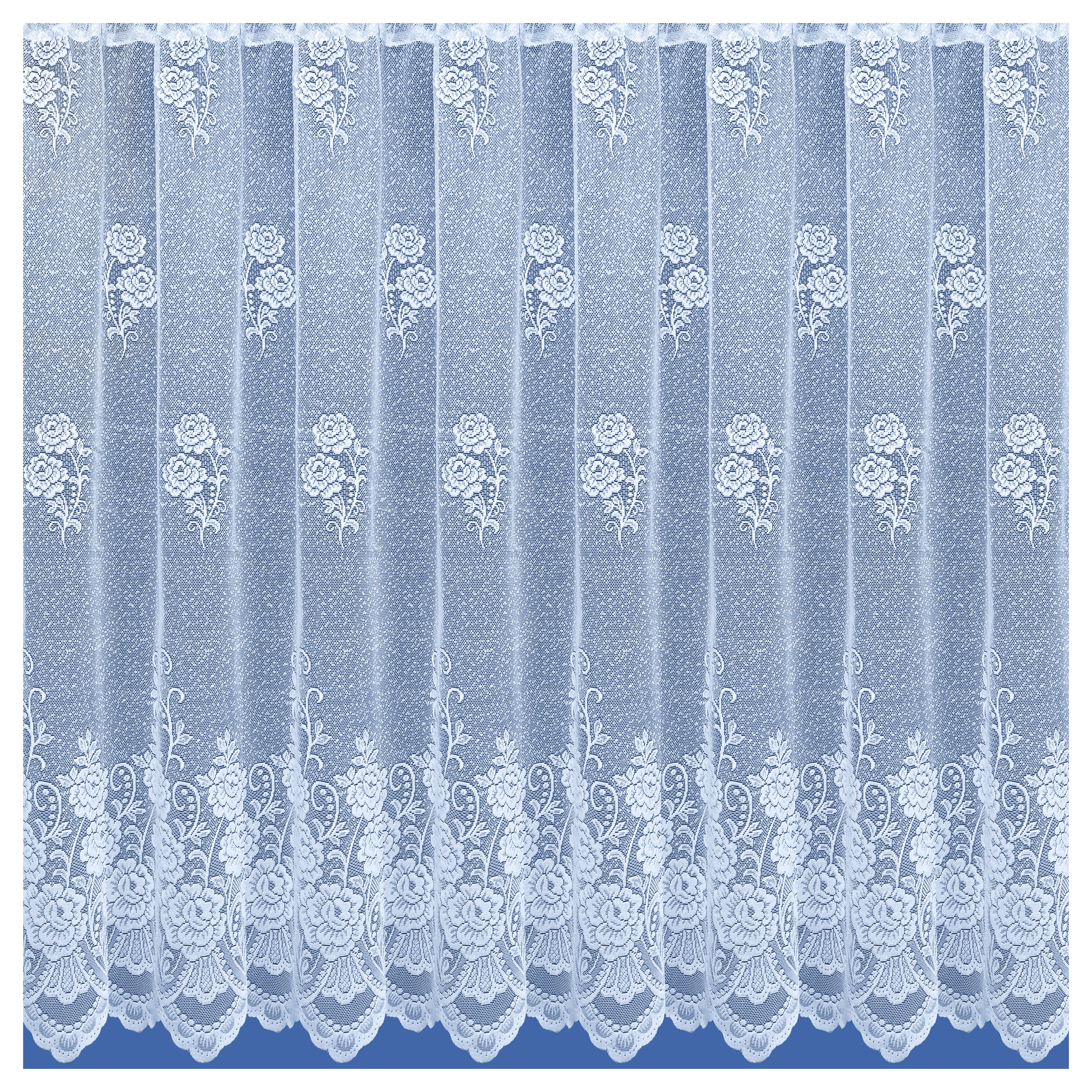 Traditional White Floral Heavy Lace Sheer Net Curtain Panel - Image 2