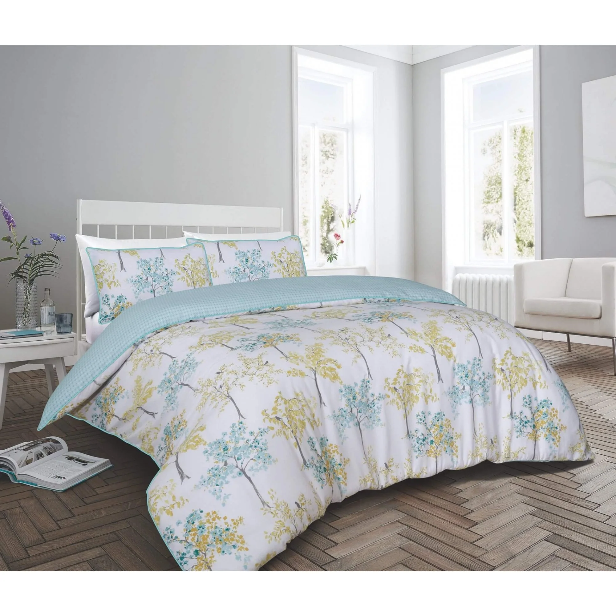 Trees Duvet Cover Bedding Set - Duck Egg