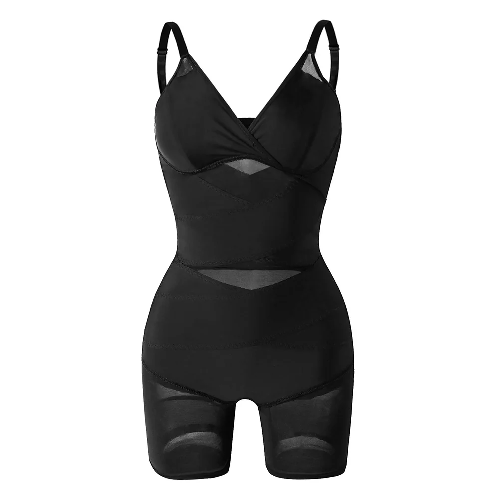 Tummy Control Boyshorts Sculpting Shapewear Mesh Bodysuit - Image 3