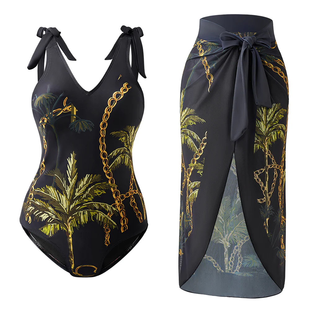 Tummy Control Swimsuit with Cover Up Skirt - Image 3