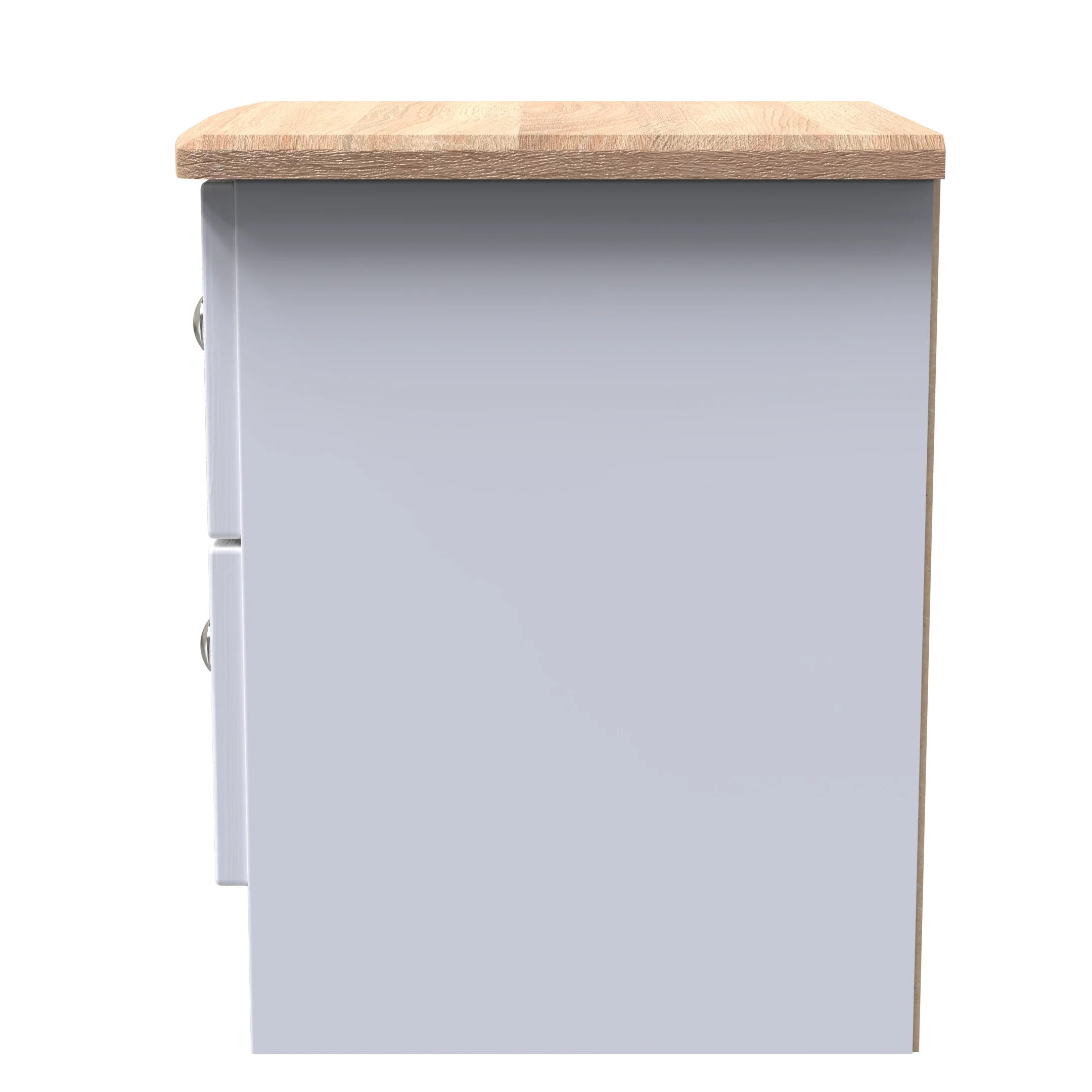 Tutbury Ready Assembled 2 Drawer Bedside Cabinet in White Ash & Bardolino Oak - Image 4