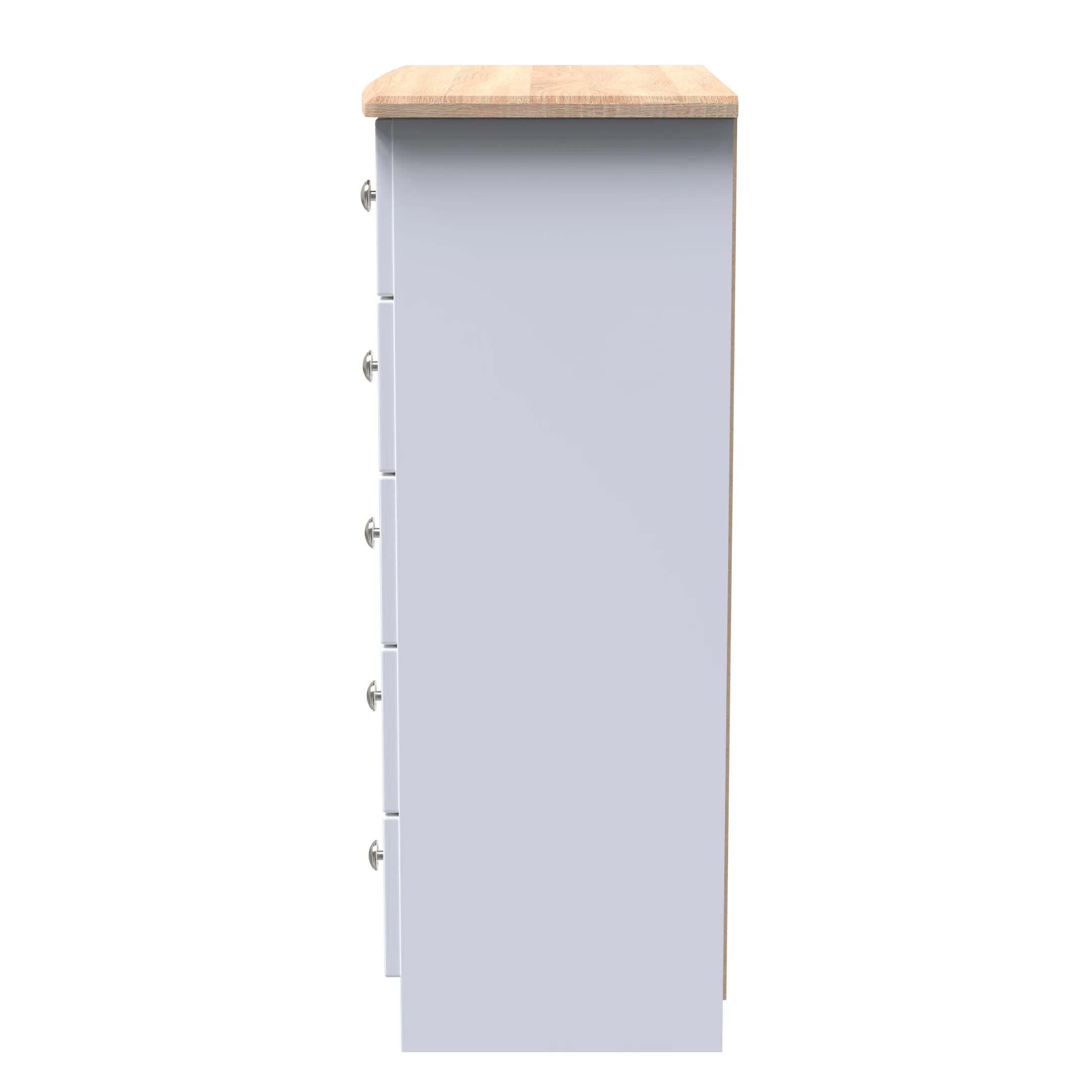 Tutbury Ready Assembled 5 Drawer Chest in White Ash & Bardolino Oak - Image 3