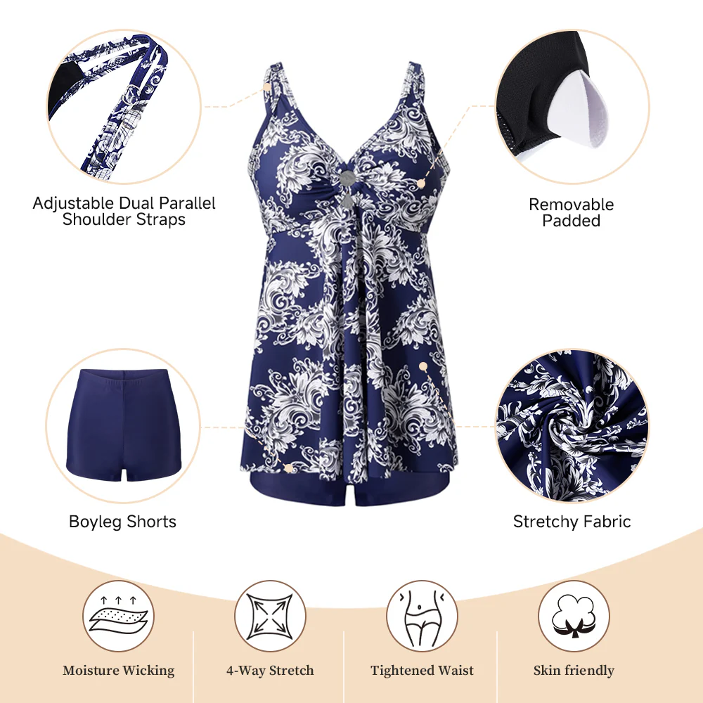 Two Piece Tankini Swimsuit With Double Shoulder Straps - Image 7