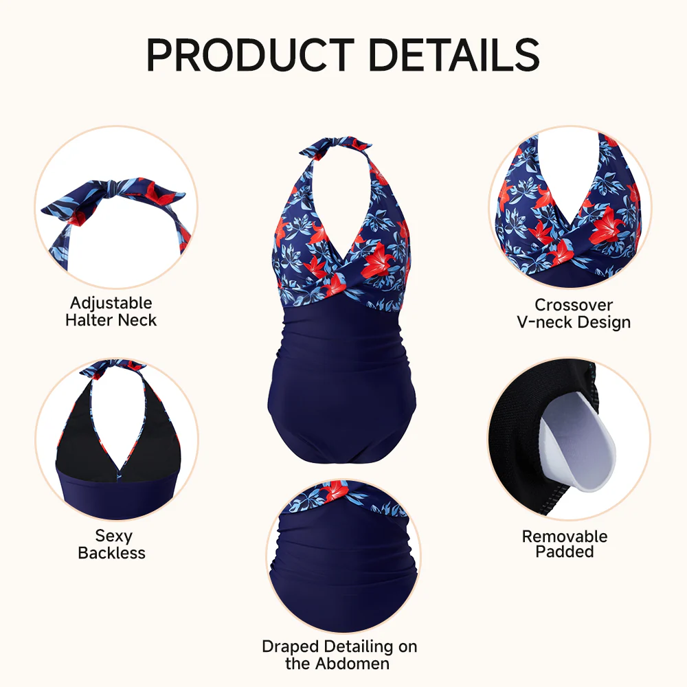 V-Neck One-Piece Swimsuit - Image 6