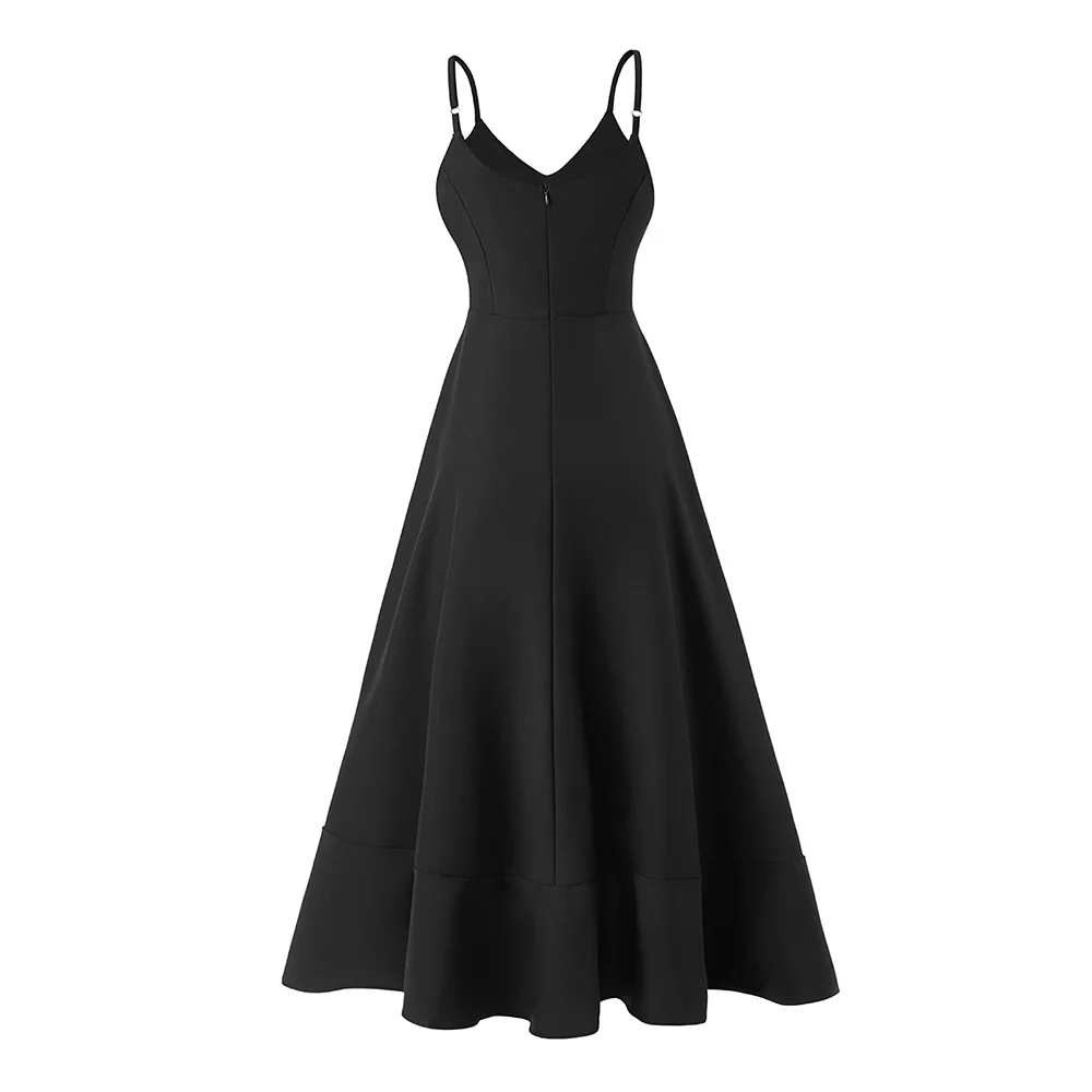 V-neck Sleeveless Dress with Ruffled Hem - Image 4