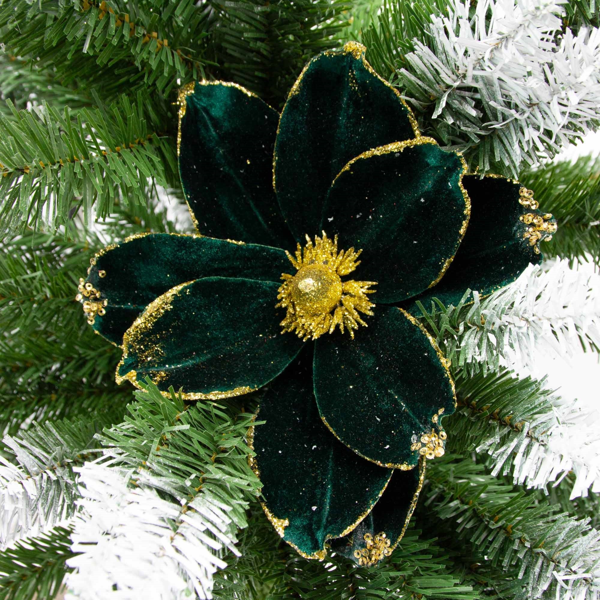 Velvet Magnolia Flower Pick - Green - Image 2