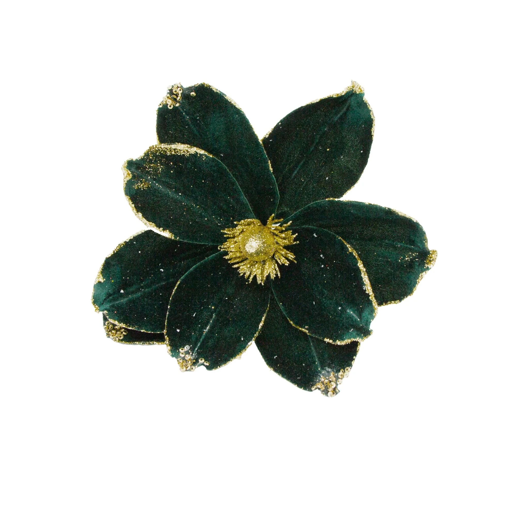Velvet Magnolia Flower Pick - Green - Image 3
