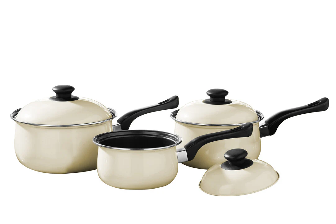 Viggo 3 Piece Cream Saucepan Set with Lids