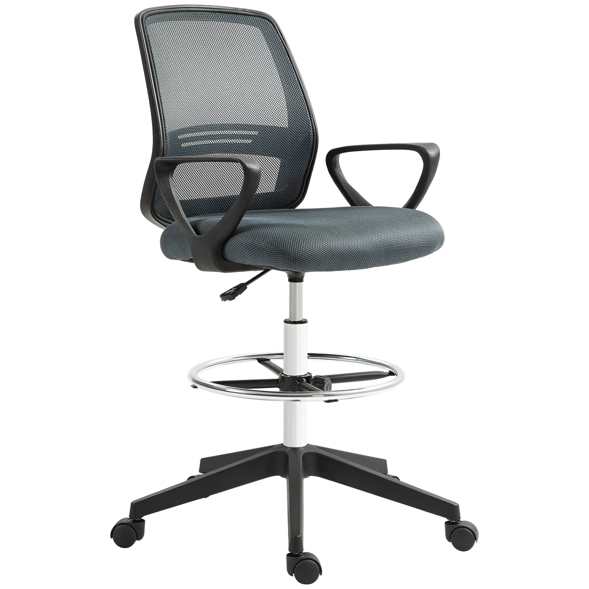 Vinsetto Draughtsman Chair Tall Office Chair With Adjustable Height Grey