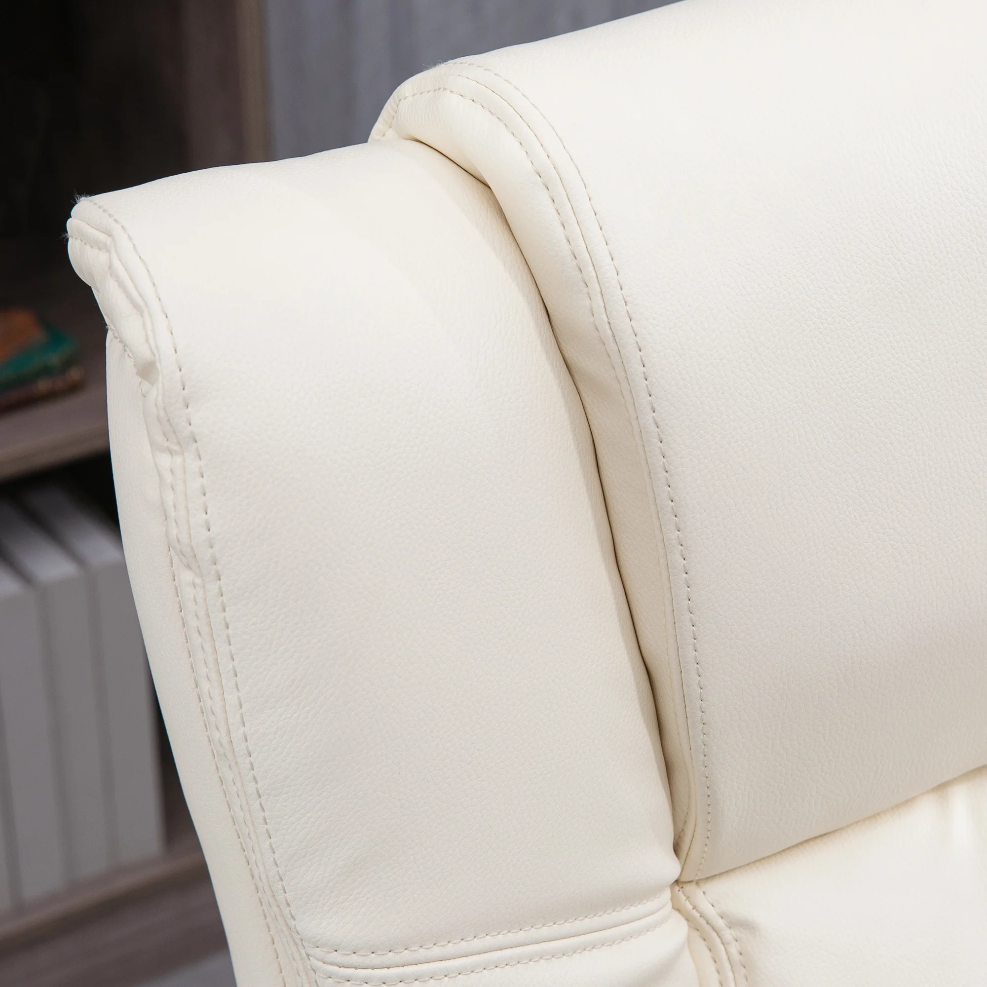 Vinsetto Executive Home Office Chair High Back Recliner, With Foot Rest, Cream - Image 9