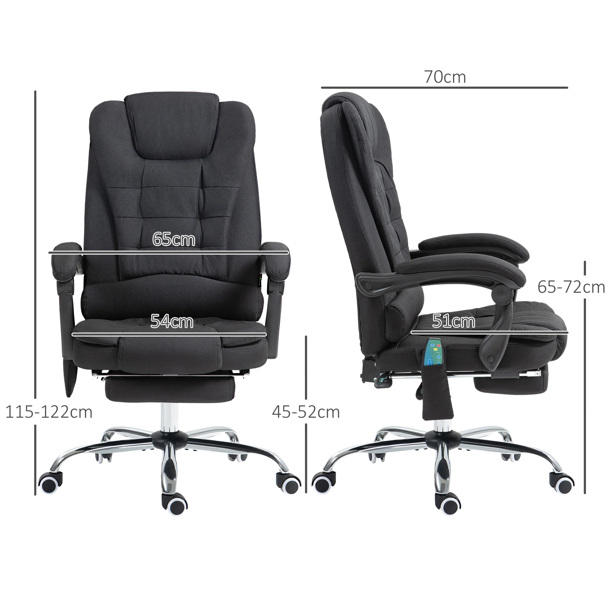 Vinsetto Heated Vibration Massage Office Chair With Footrest,Black - Image 5