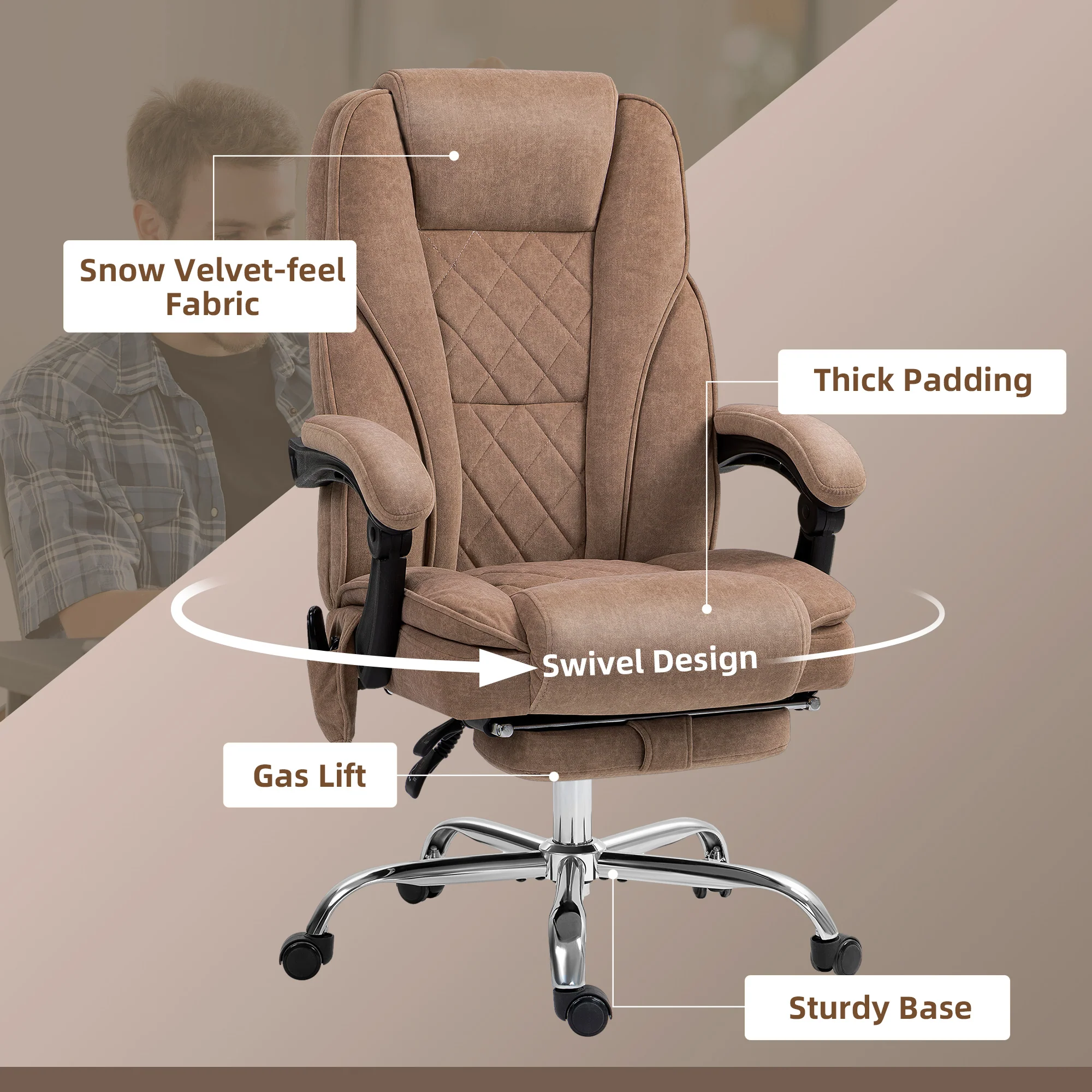 Vinsetto Massage Office Chair, Heated Reclining Desk Chair - Image 16