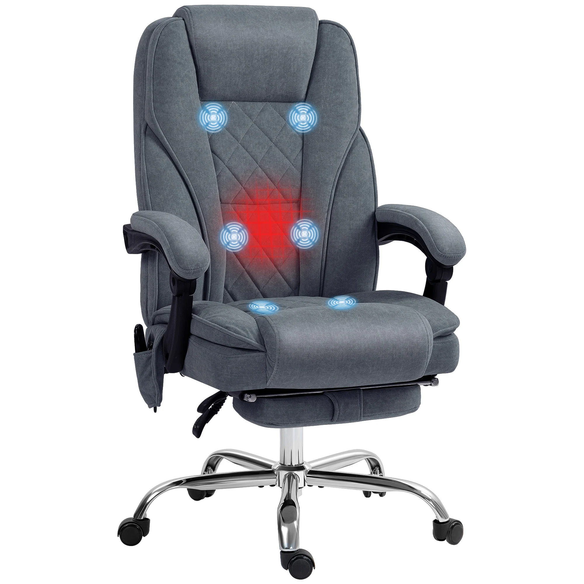 Vinsetto Massage Office Chair, Heated Reclining Desk Chair - Image 19