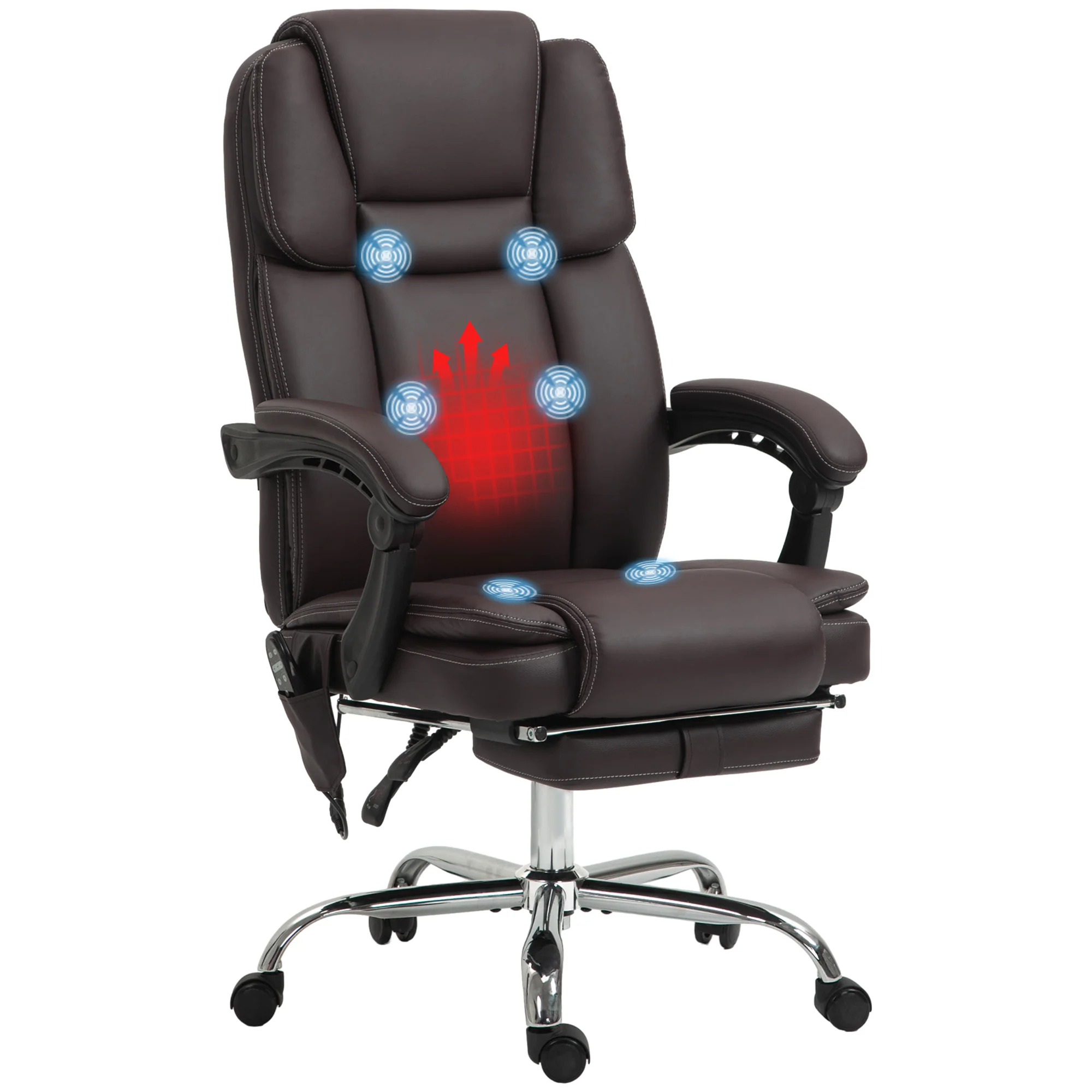 Vinsetto Massage Office Chair, PU Leather High Back Recliner - Image 10