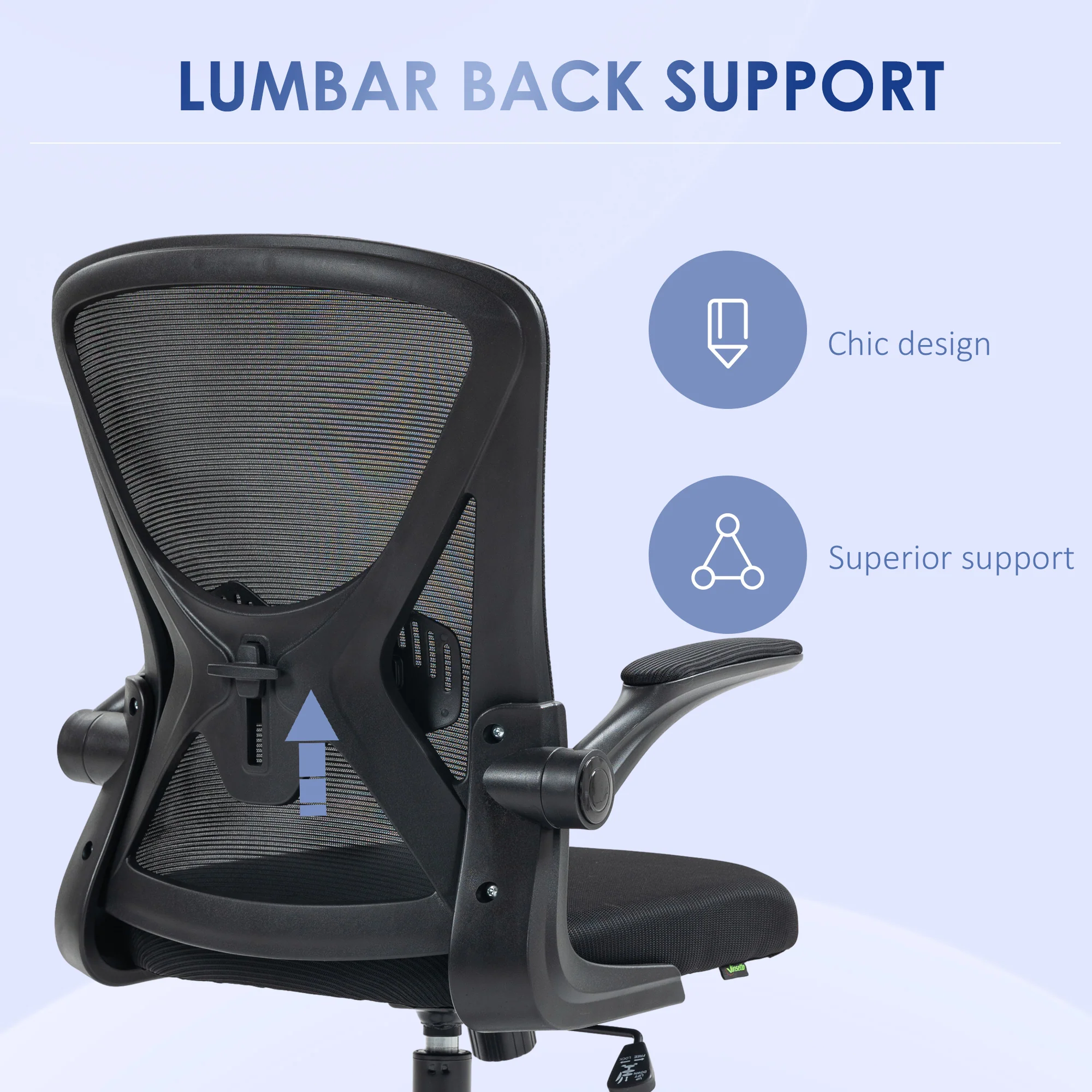 Vinsetto Mesh Office Chair Computer Chair With Swivel Wheels For Home Office - Image 7