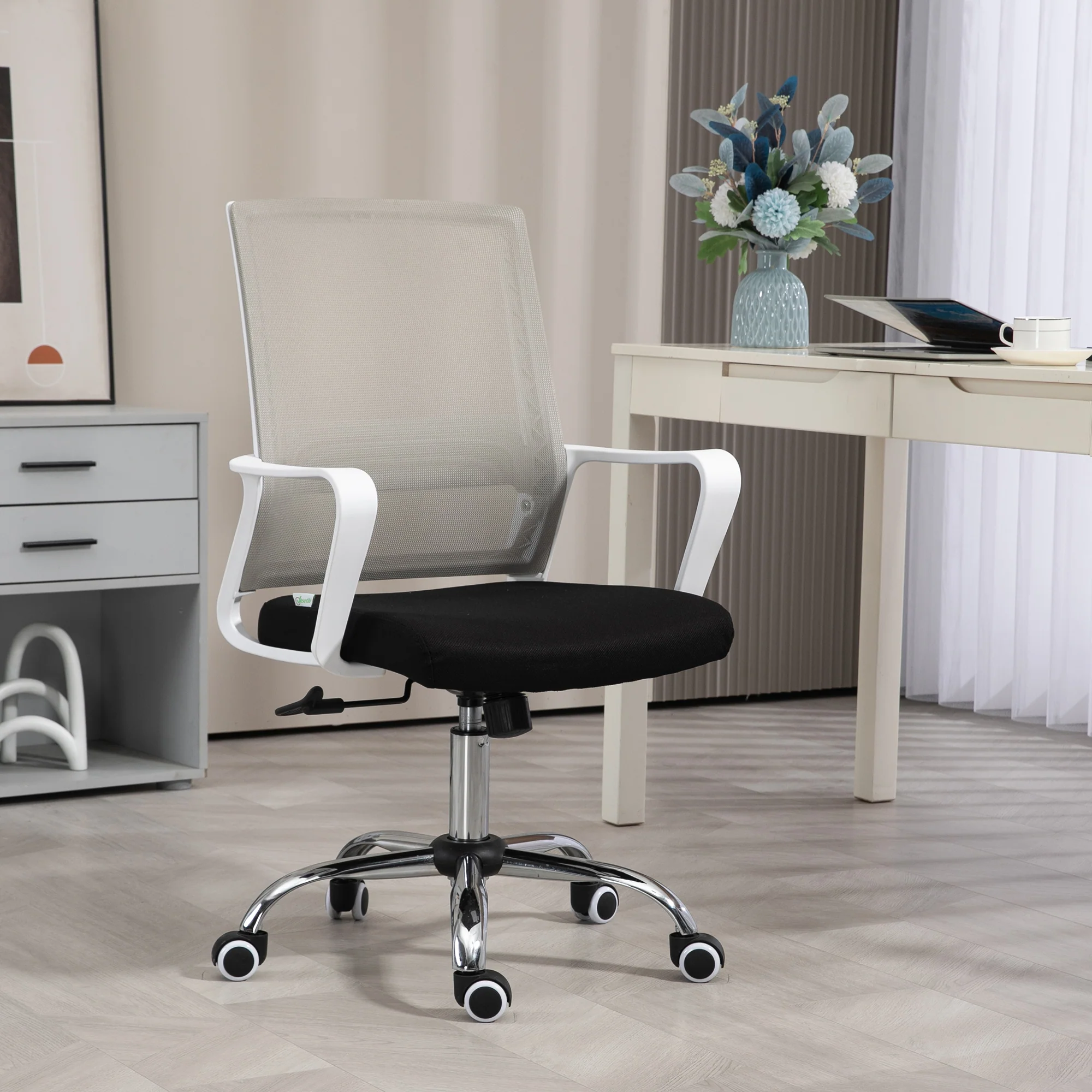 Vinsetto Mesh Office Chair Desk Chair w/ Swivel Seat Adjustable Height Black - Image 2
