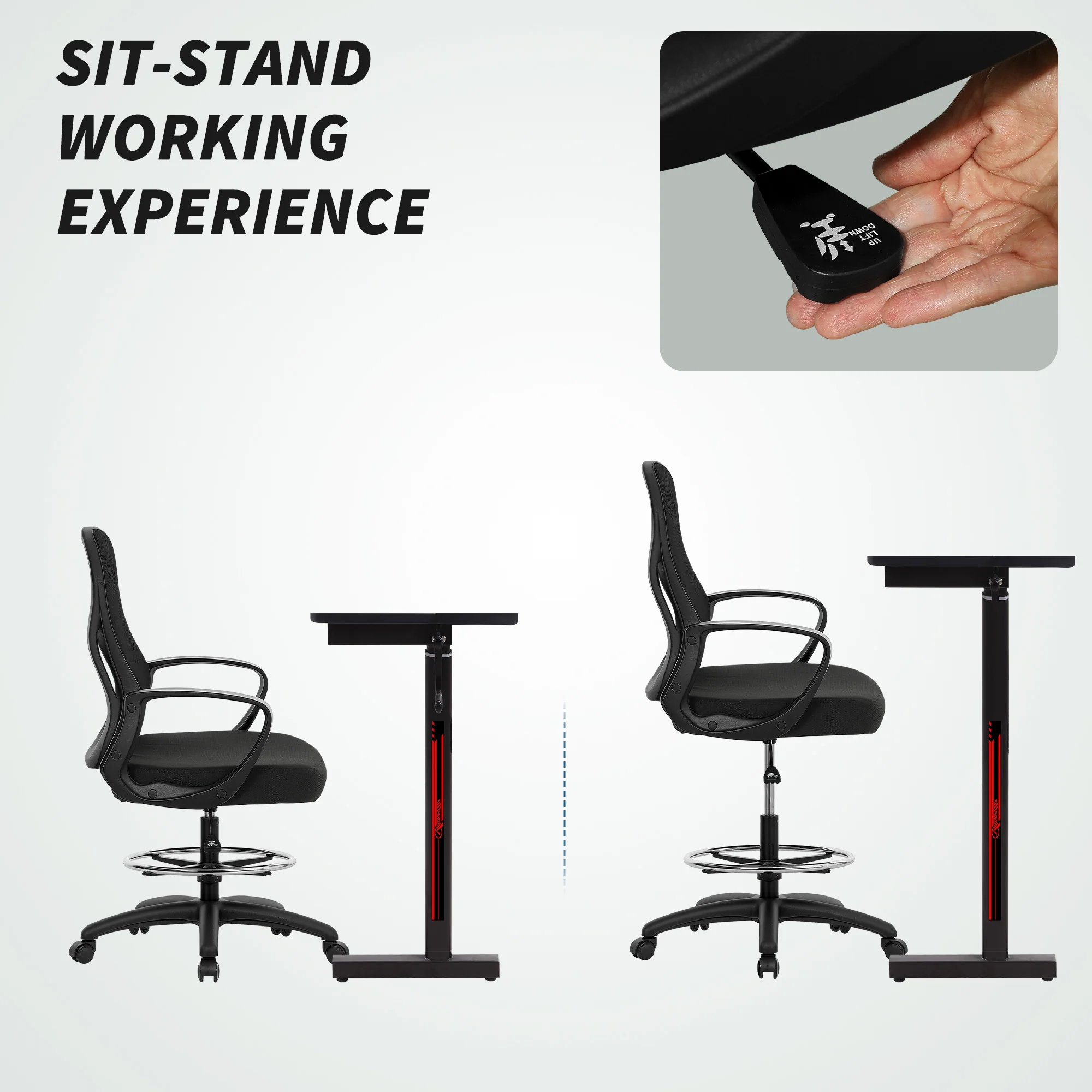 Vinsetto Mesh Office Chair With Lumbar Support, Adjustable Height, Black - Image 4