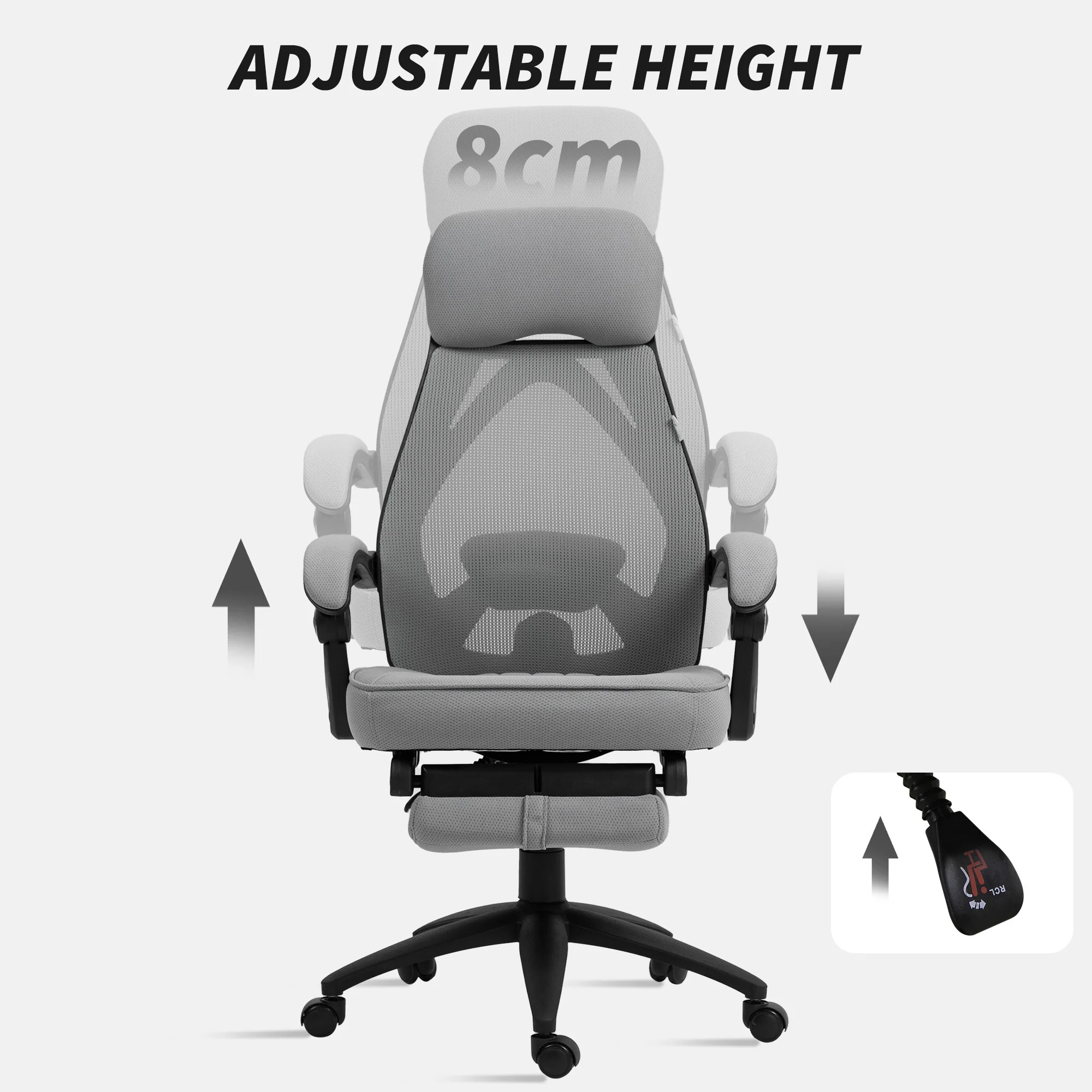 Vinsetto Mesh Swivel Task Chair for Home Office with Footrest Dark Grey - Image 3