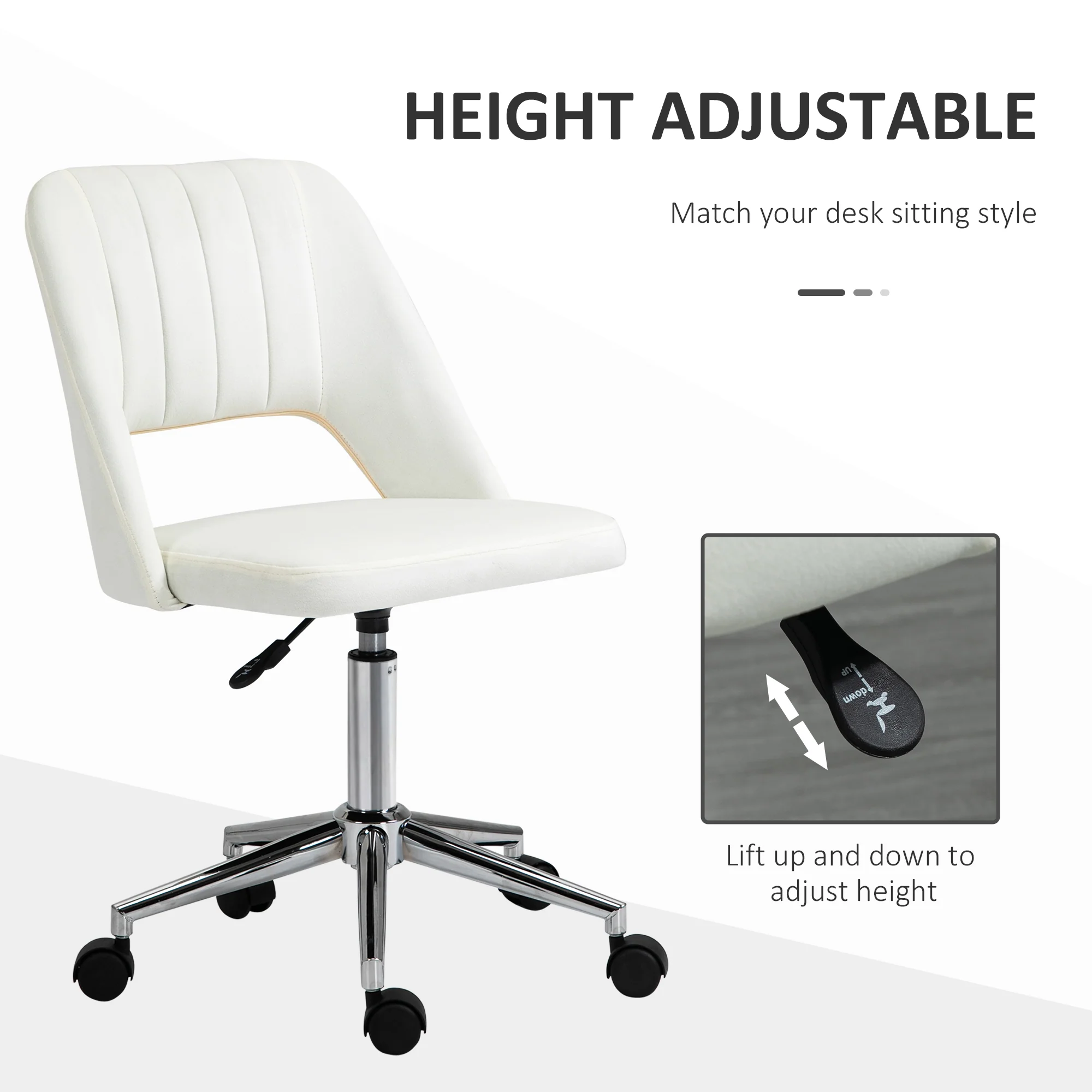 Vinsetto Mid-Back Swivel Home Office Chair Scallop Computer Chair - Image 3