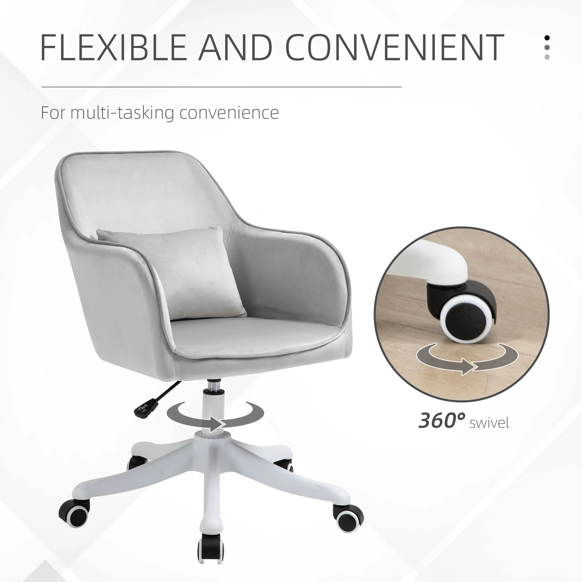 Vinsetto Office Chair with Rechargeable Vibration Massage Lumbar Pillow, Wheels - Image 15