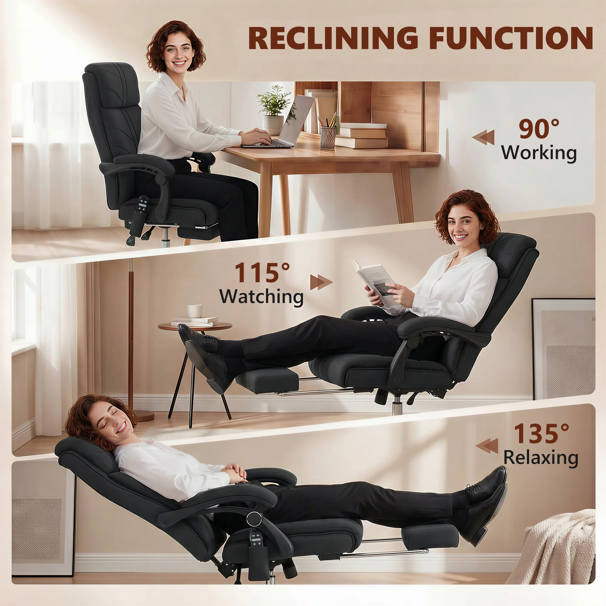 Vinsetto Vibration Massage Office Chair With Heat, Footrest, Black - Image 7