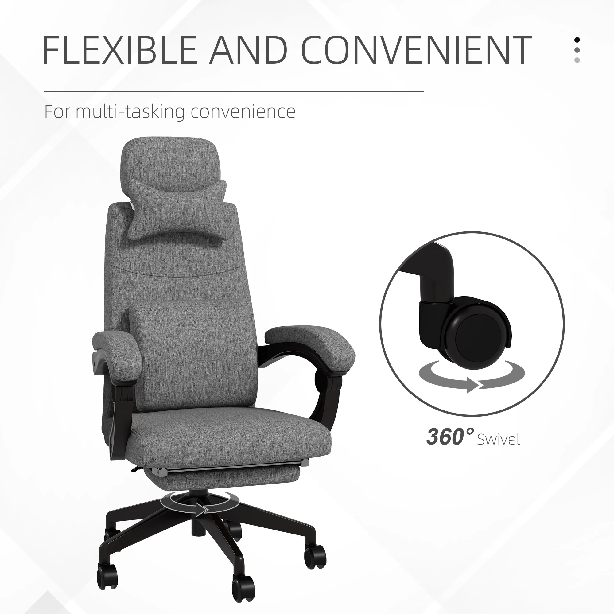 Vinsetto Home Office Chair Reclining Computer Chair W/ Lumbar Support - Image 16
