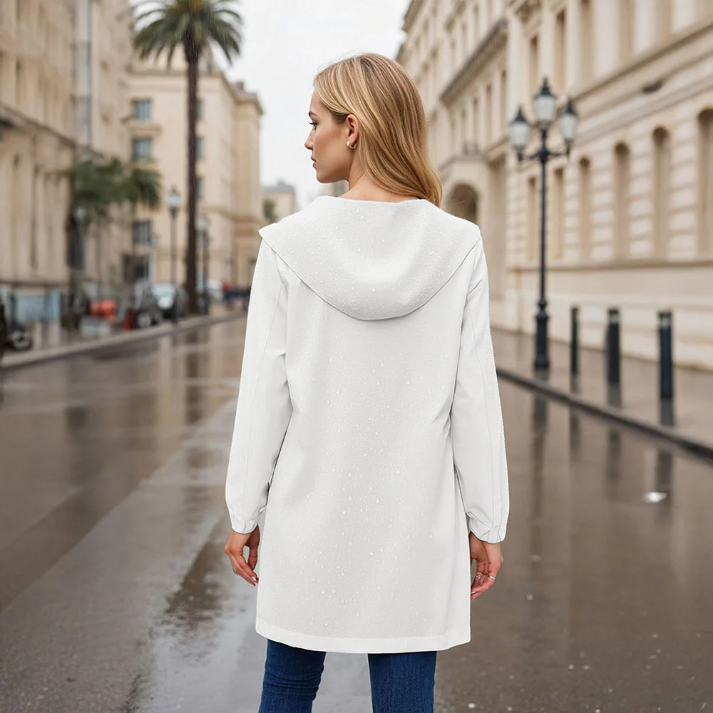 Waterproof Hooded Jacket - White - Image 2