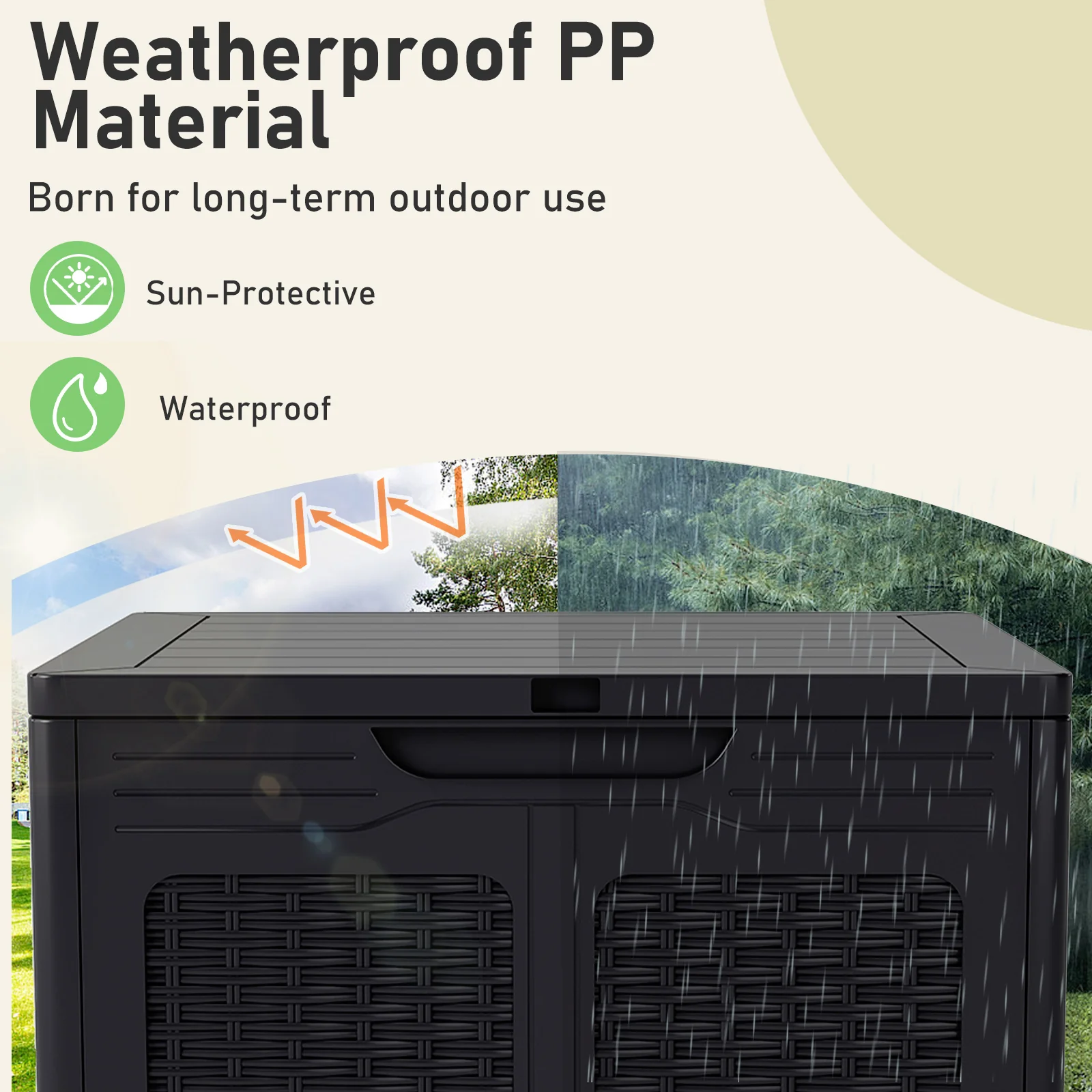 Weatherproof Patio Container With Lockable Lid For Patio-Black - Image 8