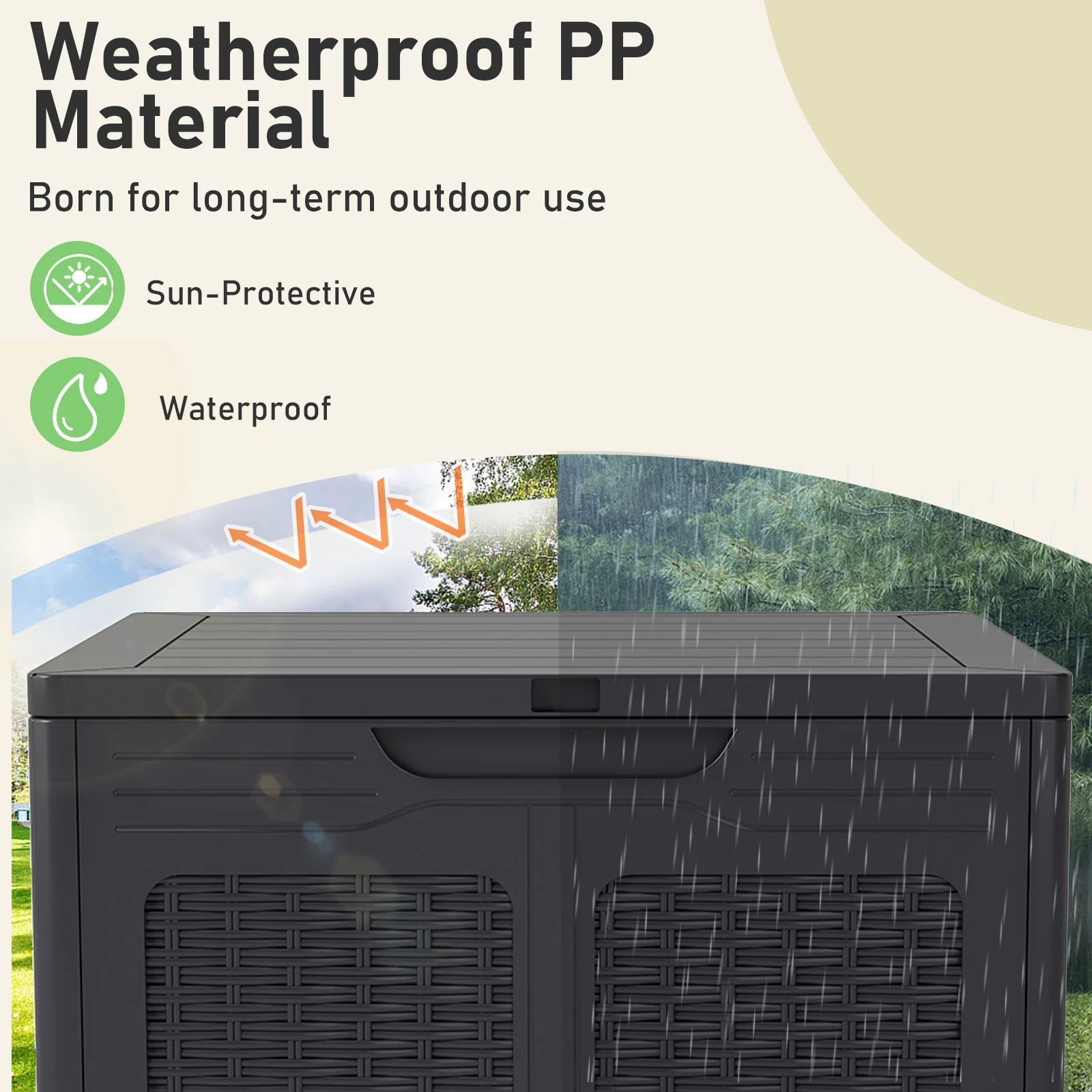 Weatherproof Patio Container With Lockable Lid For Patio - Brown - Image 6
