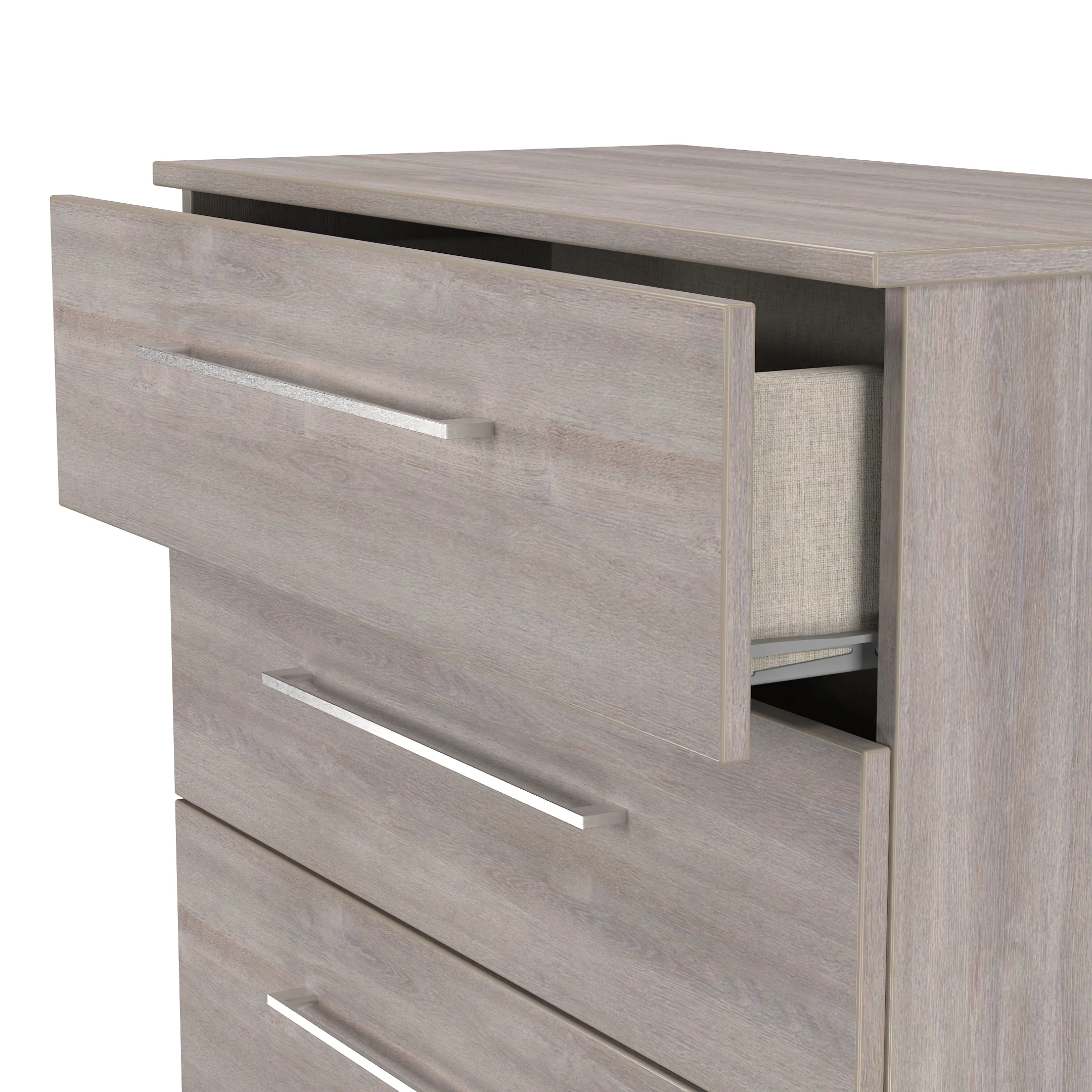 Wellington Ready Assembled 4 Drawer Deep Chest In Grey Oak - Image 6