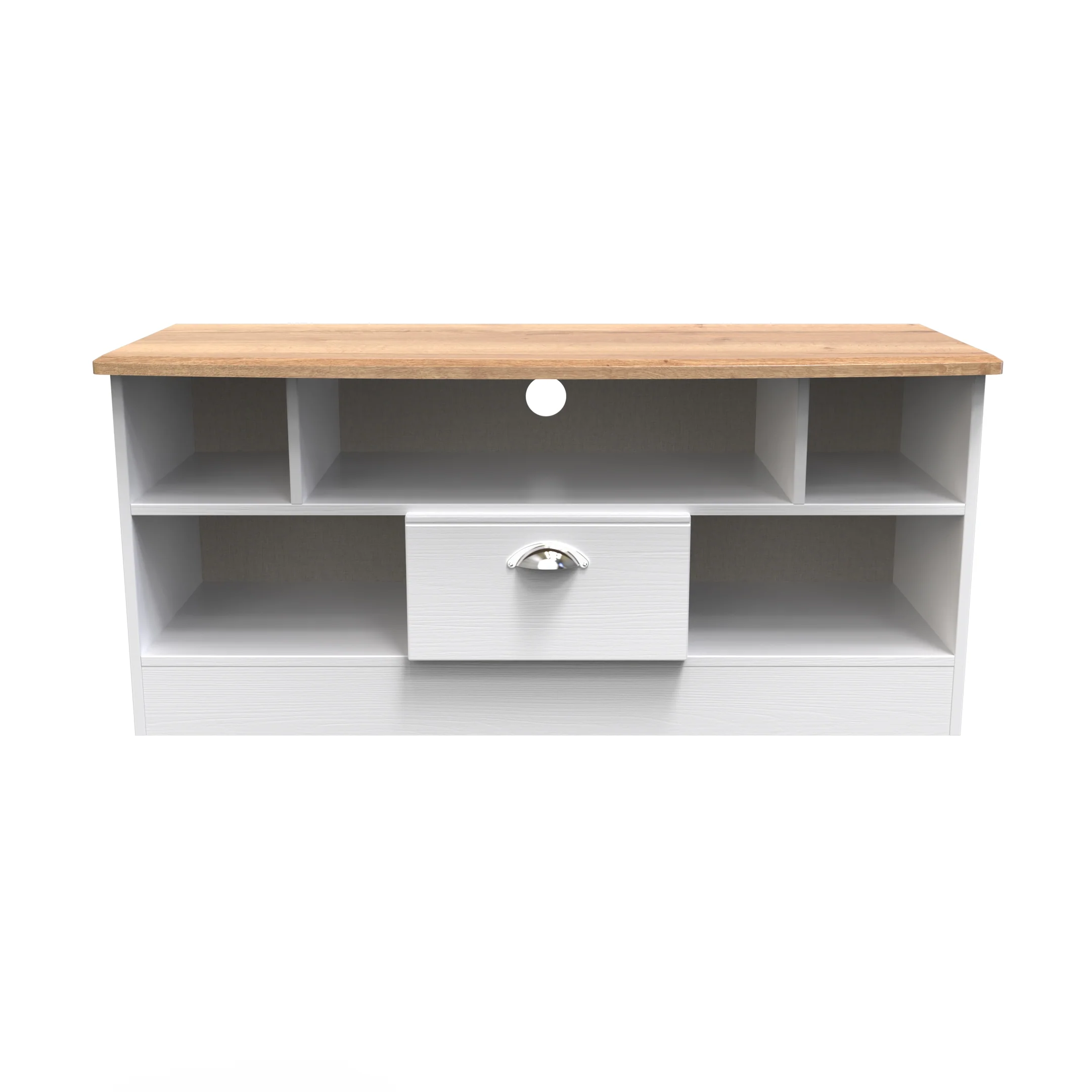Westminster Ready Assembled 1 Drawer TV & Media Unit in White Ash & Riviera Oak