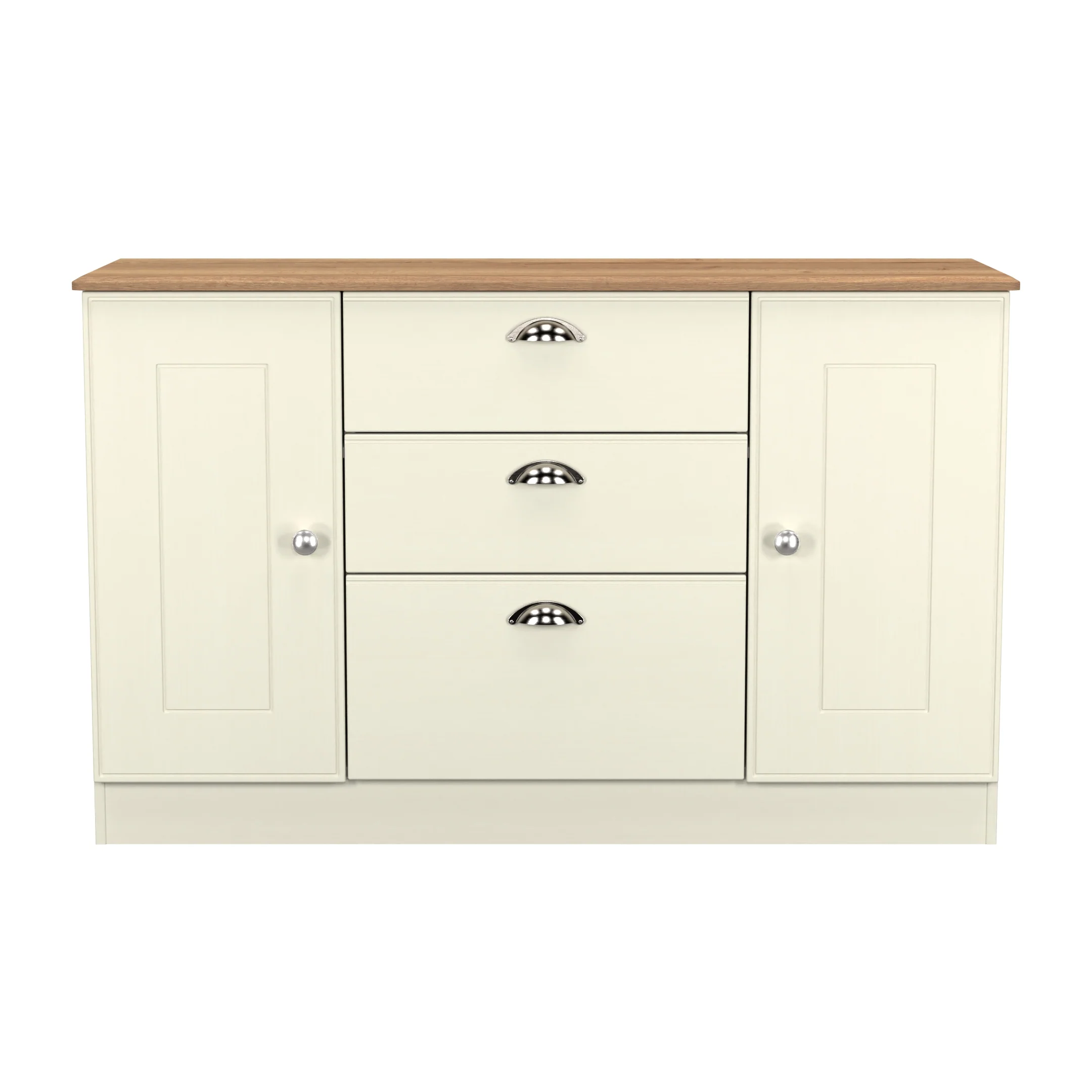 Westminster Ready Assembled 2 Door 3 Drawer Sideboard in Cream Ash & Riviera Oak - Image 2