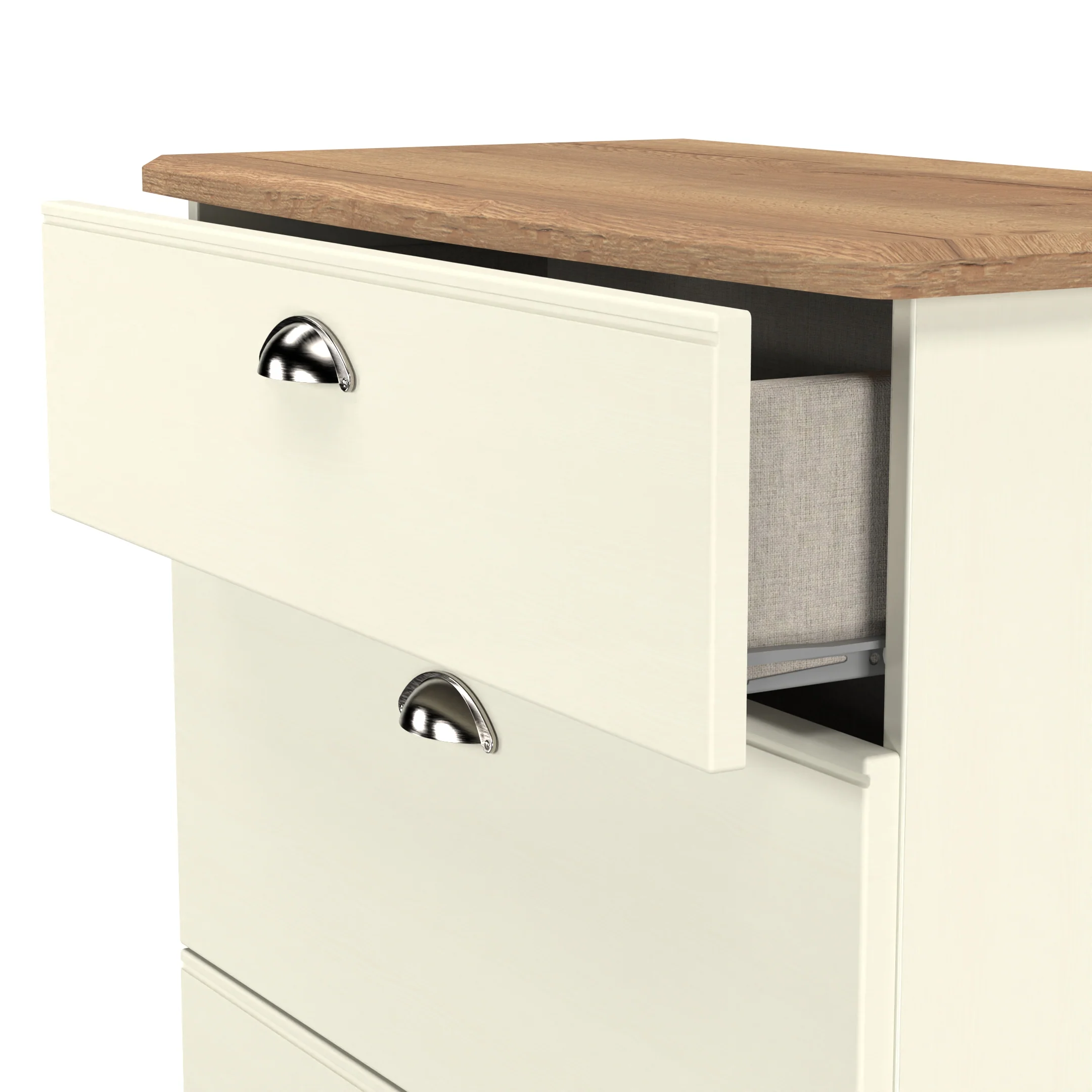 Westminster Ready Assembled 3 Drawer Deep Chest in Cream Ash & Riviera Oak - Image 6