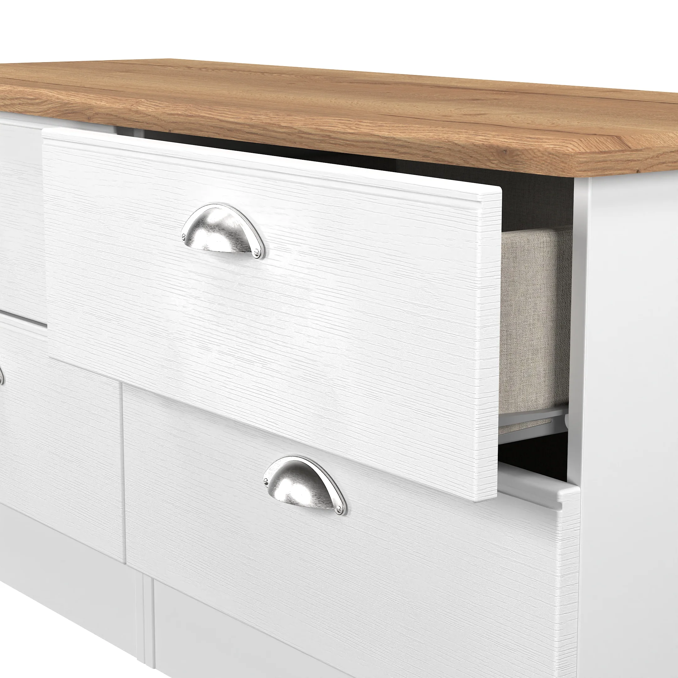 Westminster Ready Assembled 4 Drawer Bed Box in White Ash & Riviera Oak - Image 5