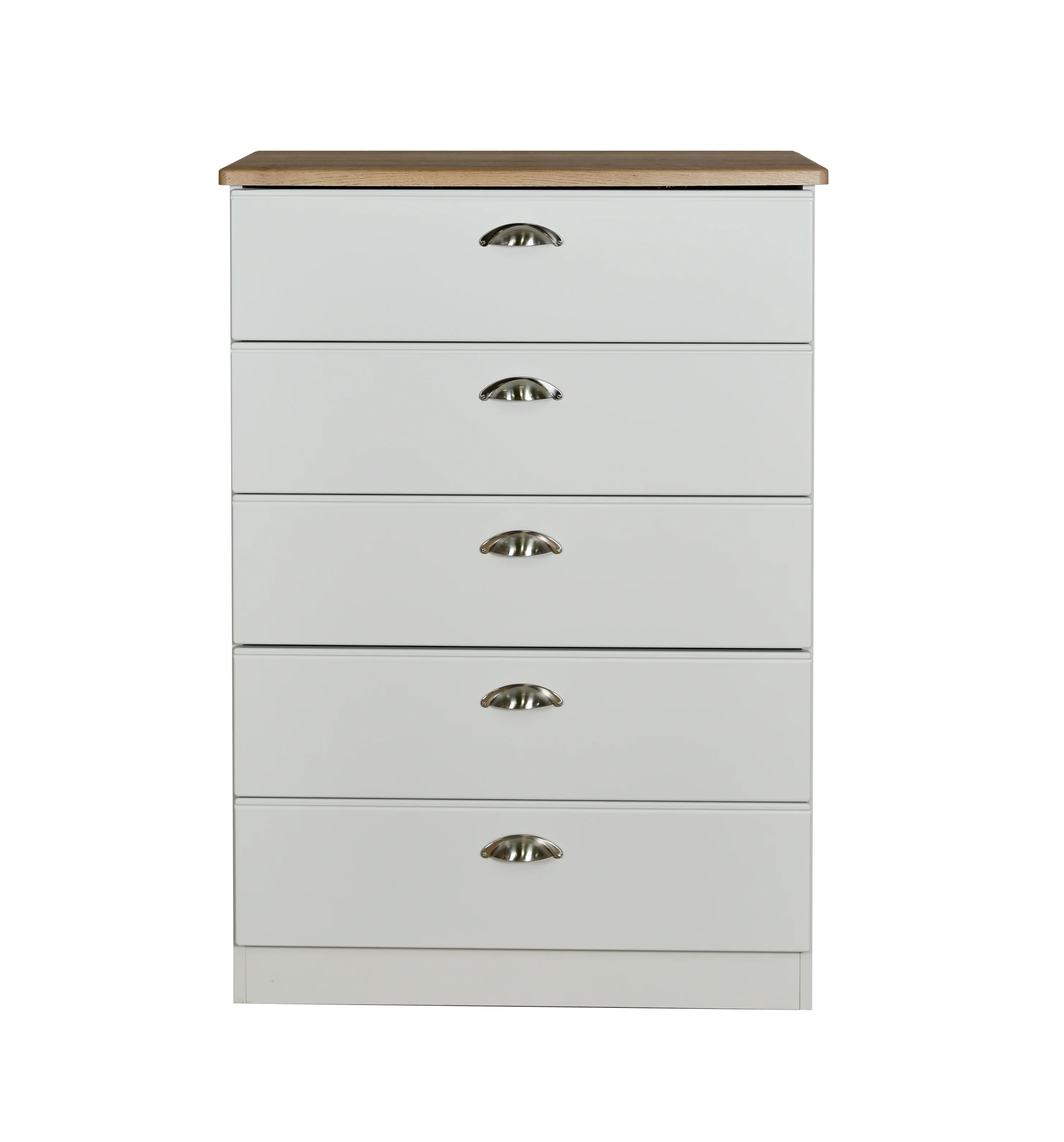 Westminster Ready Assembled 5 Drawer Chest in Grey Matt & Riviera Oak - Image 2