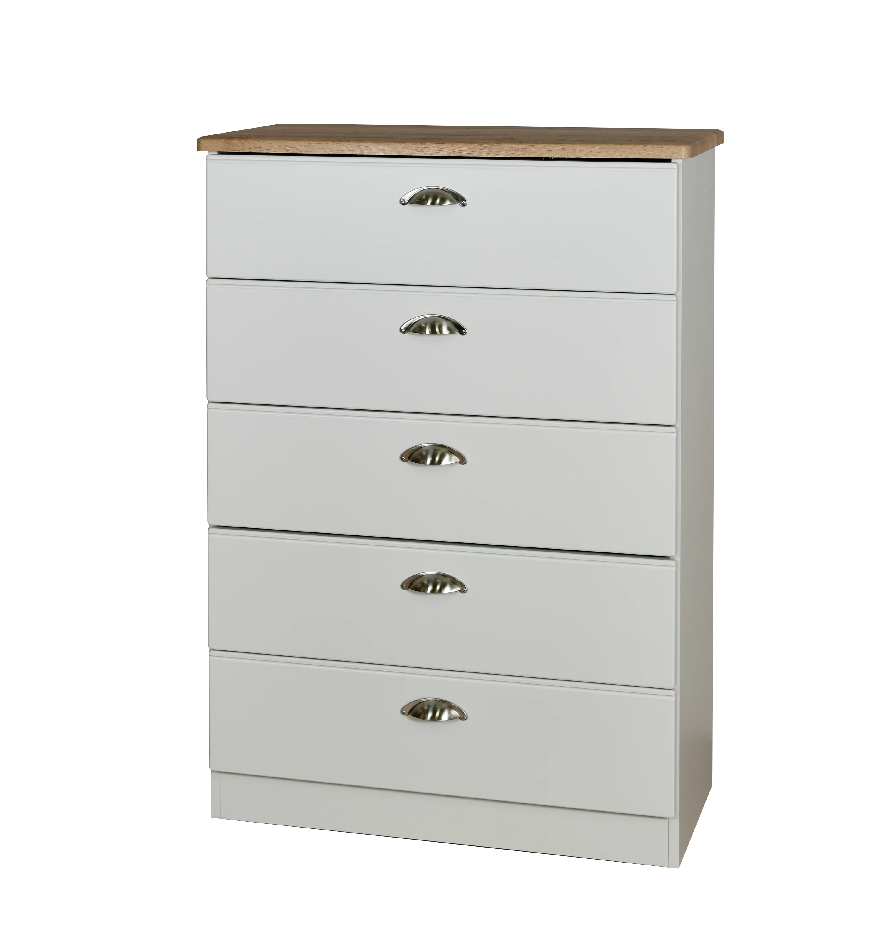 Westminster Ready Assembled 5 Drawer Chest in Grey Matt & Riviera Oak - Image 3
