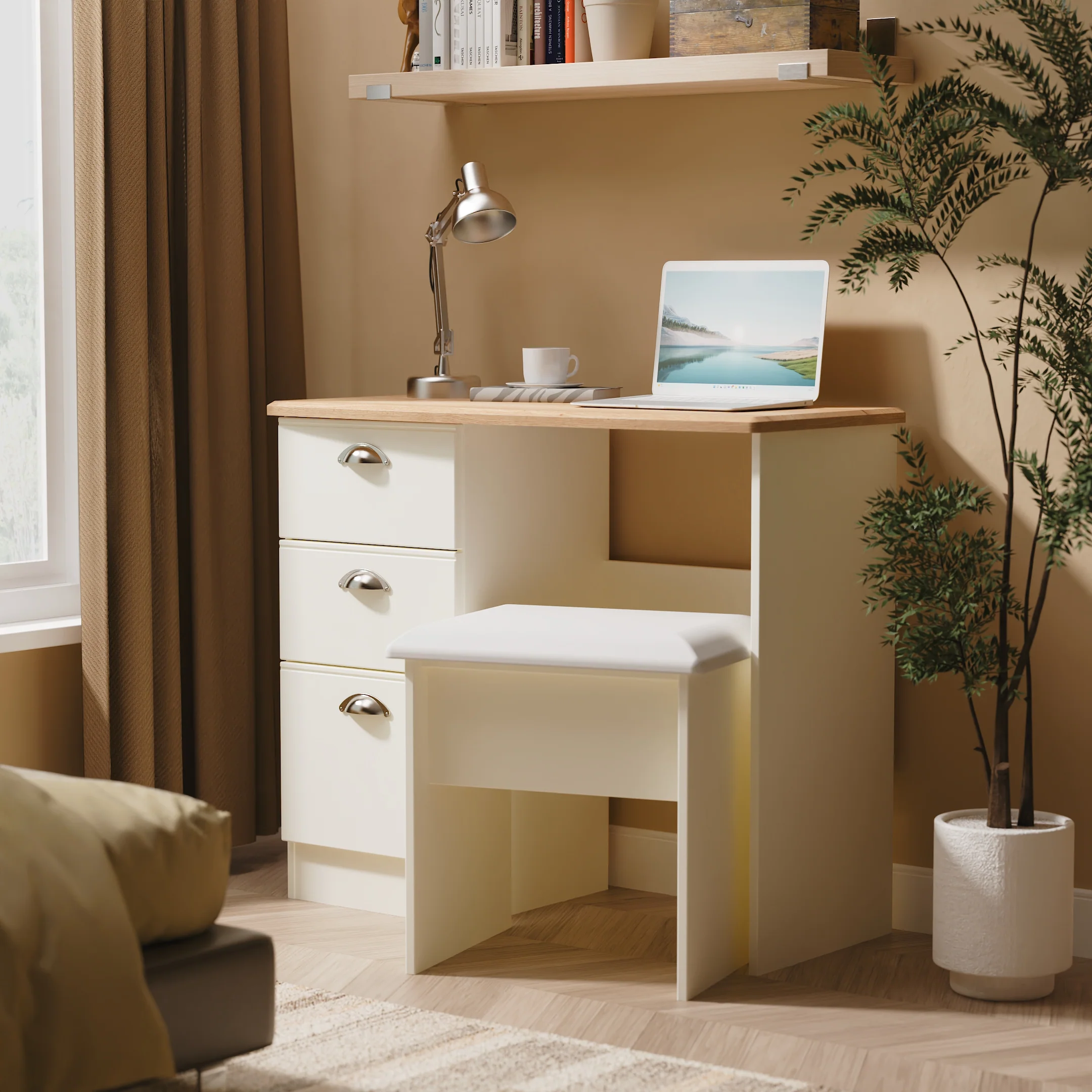 Westminster Ready Assembled Vanity in Cream Ash & Riviera Oak