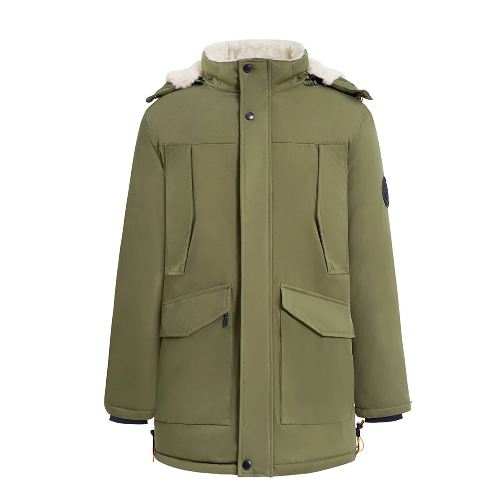 Winter Mid-Length Padded Coat Jacket With Hood - Image 2