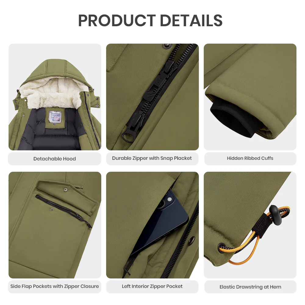 Winter Mid-Length Padded Coat Jacket With Hood - Image 6