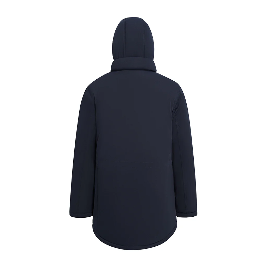 Winter Mid-Length Padded Coat Jacket With Removable Hood - Navy - Image 3