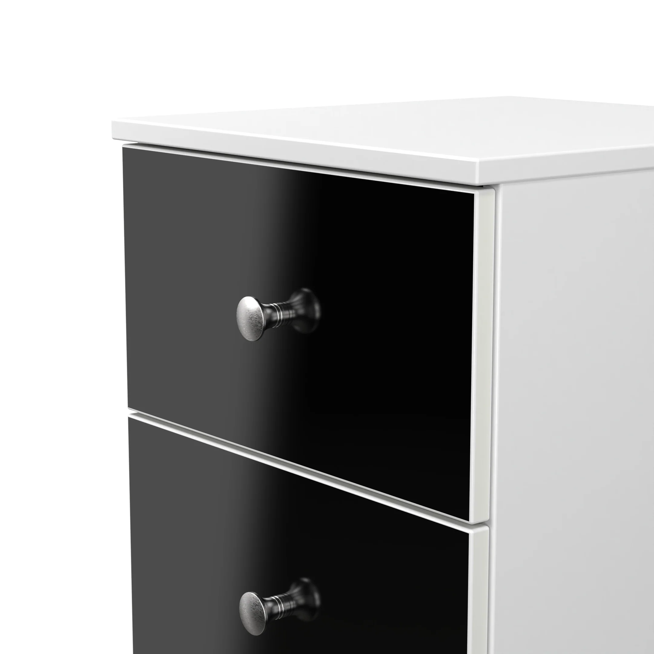 Yarmouth 2 Drawer Bedside Cabinet in Black & White Matt - Ready Assembled - Image 4