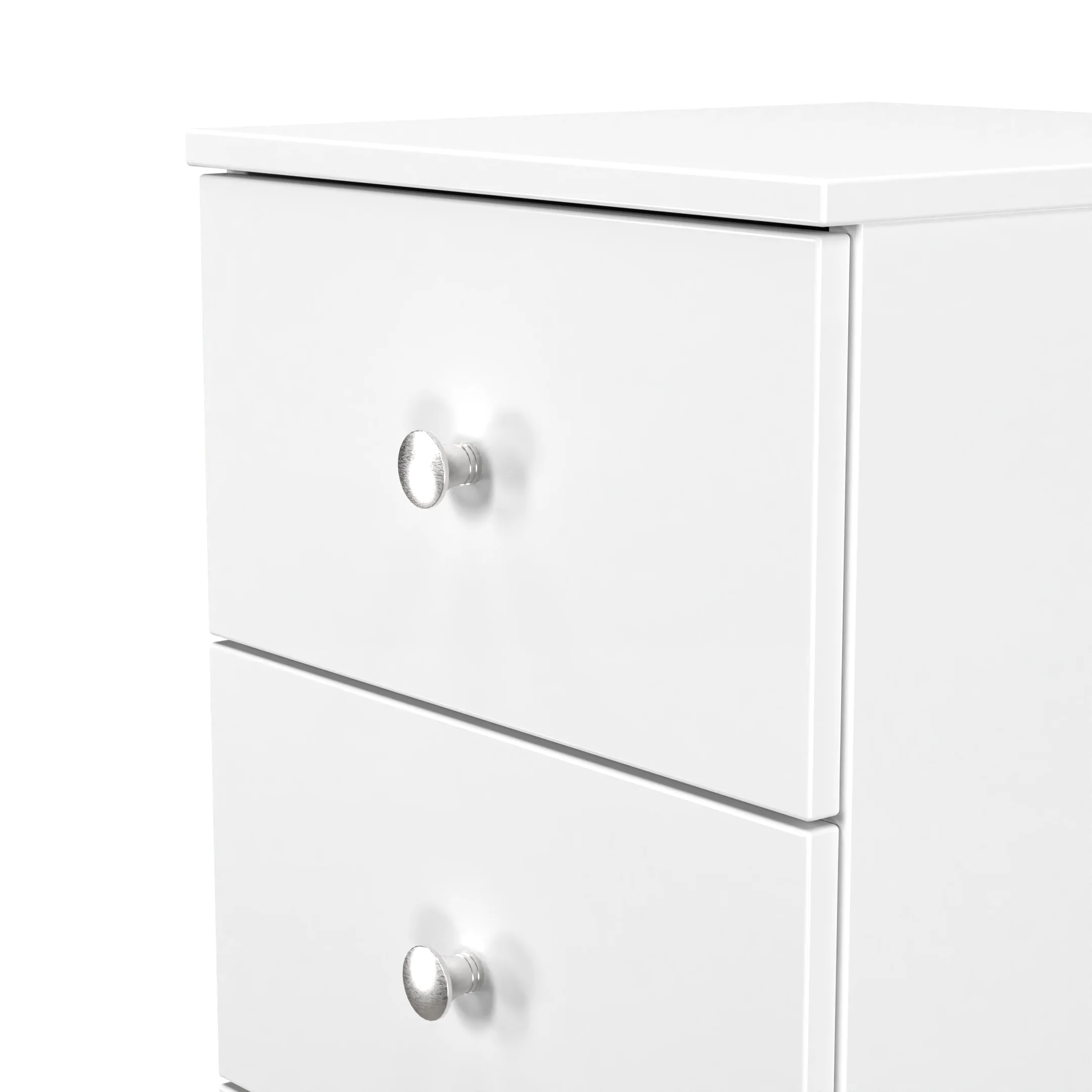 Yarmouth 3 Drawer Bedside Cabinet in White & White Matt - Ready Assembled - Image 5