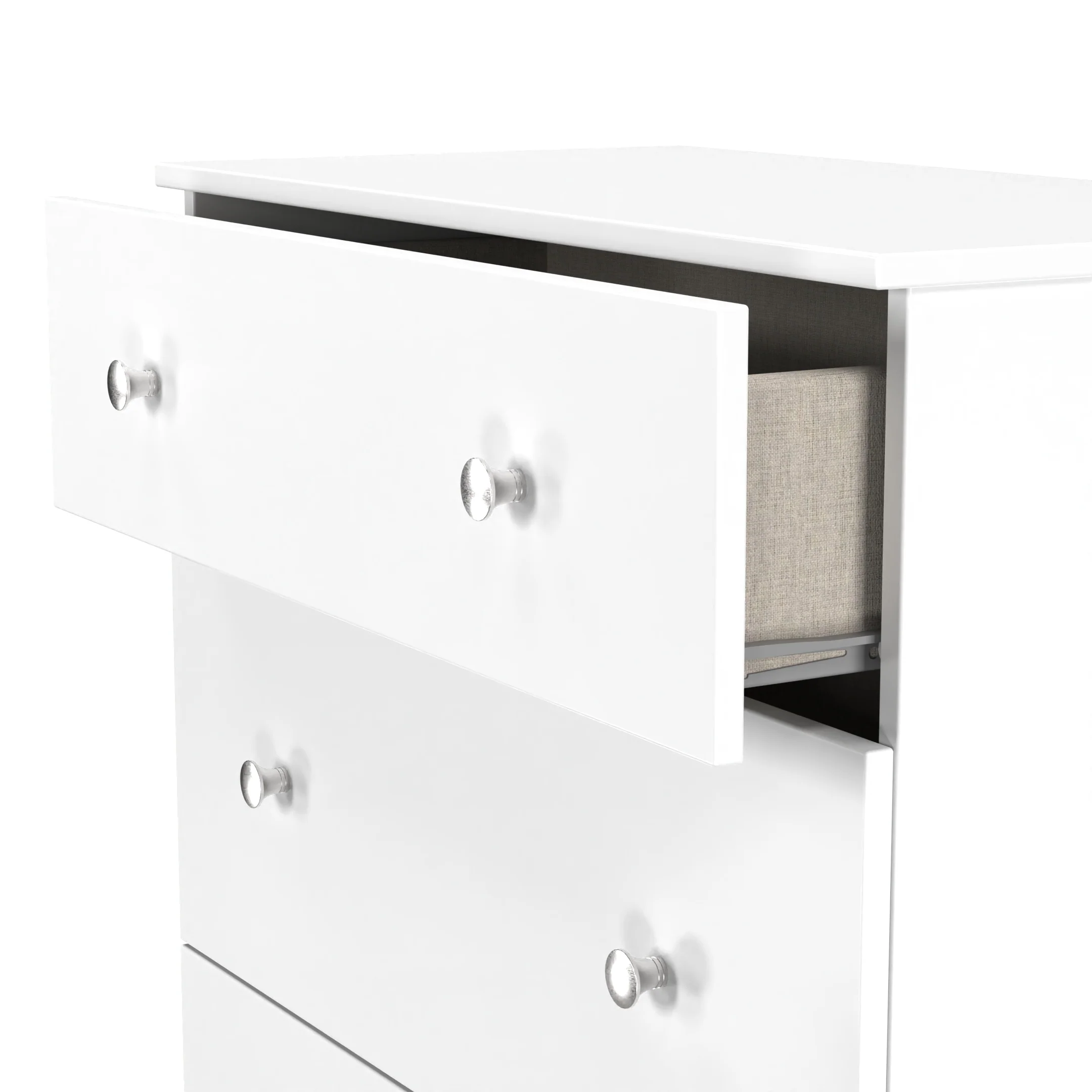 Yarmouth 3 Drawer Deep Chest in White & White Matt - Ready Assembled - Image 5
