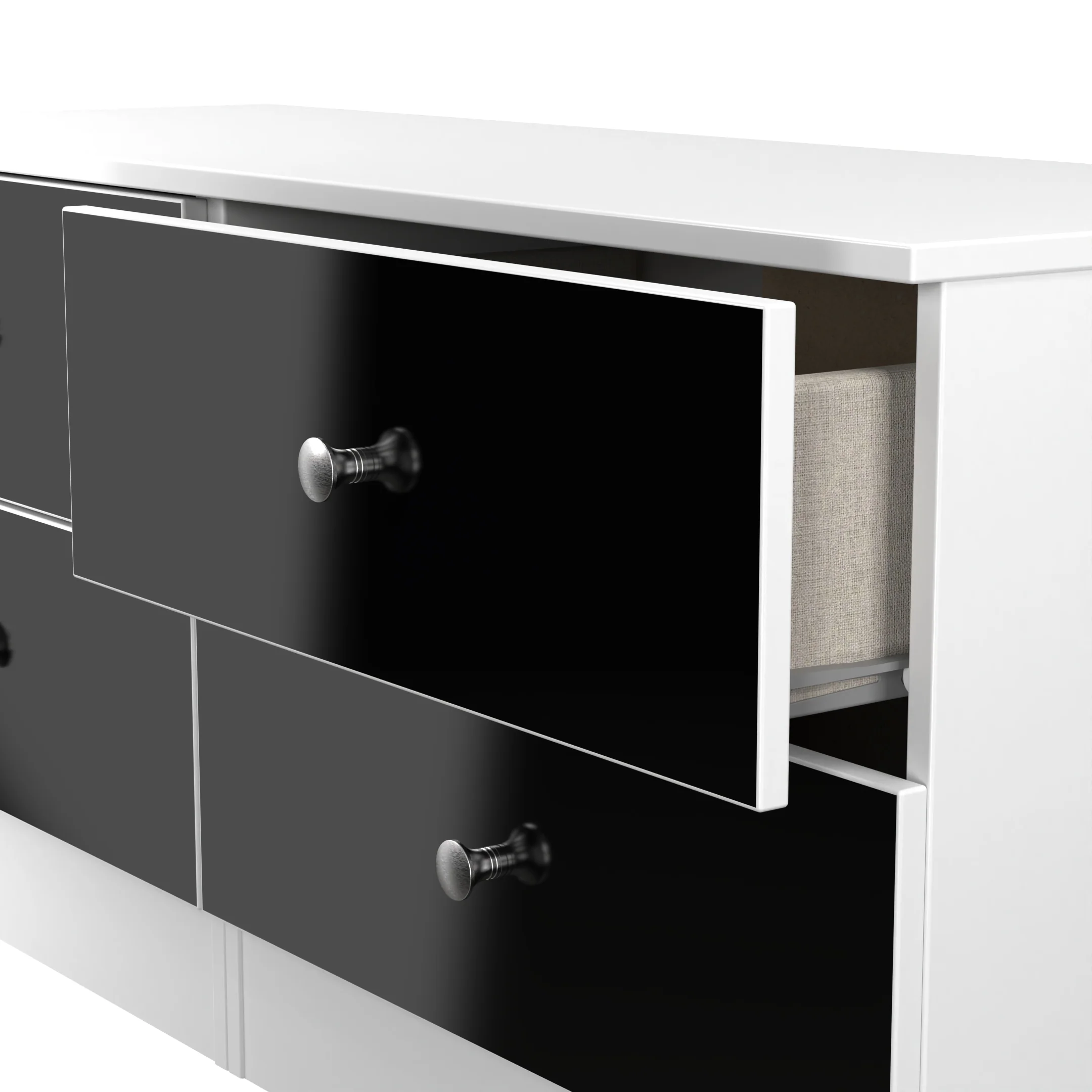 Yarmouth 4 Drawer Bed Box in Black & White Matt - Ready Assembled - Image 5