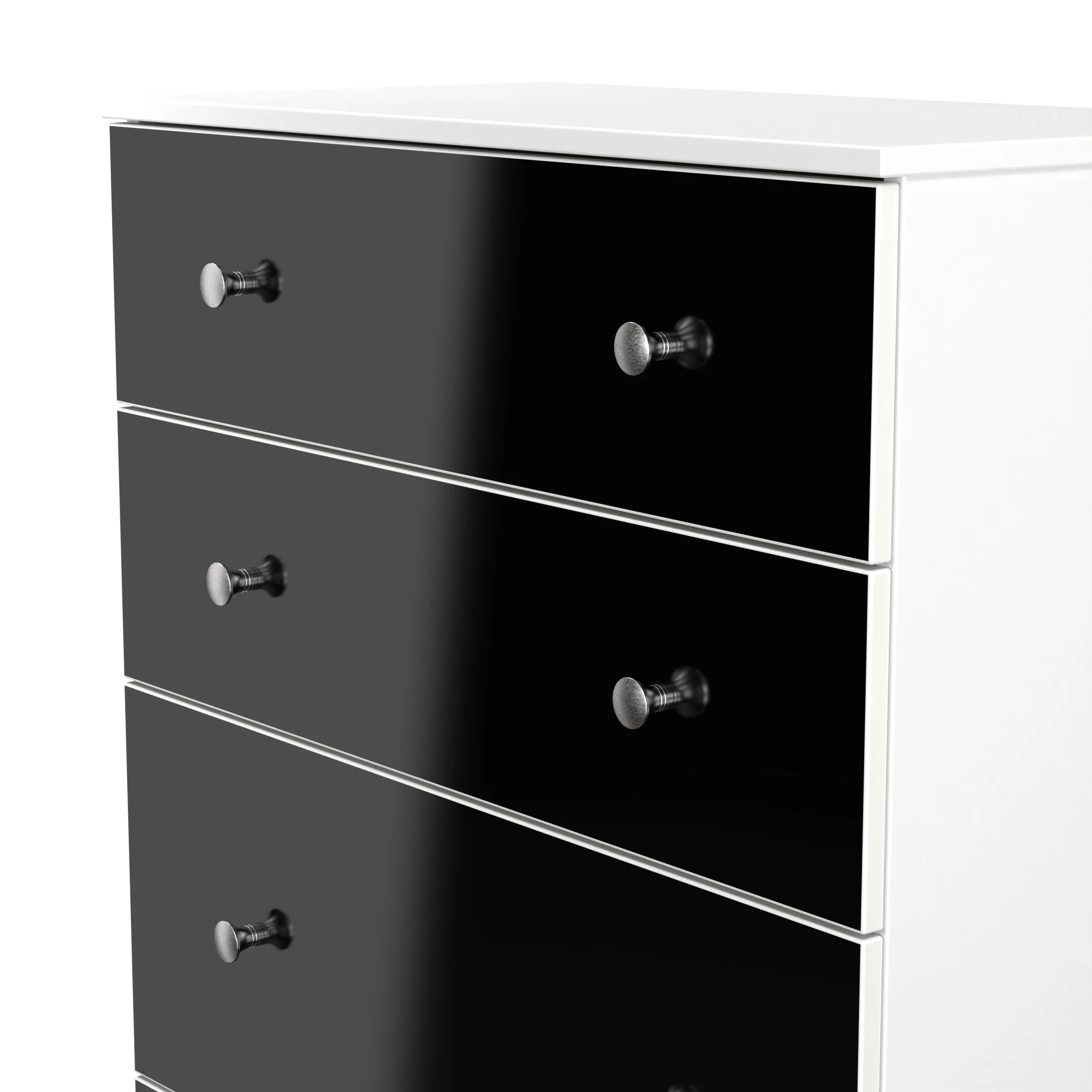 Yarmouth 4 Drawer Deep Chest in Black & White Matt - Ready Assembled - Image 4