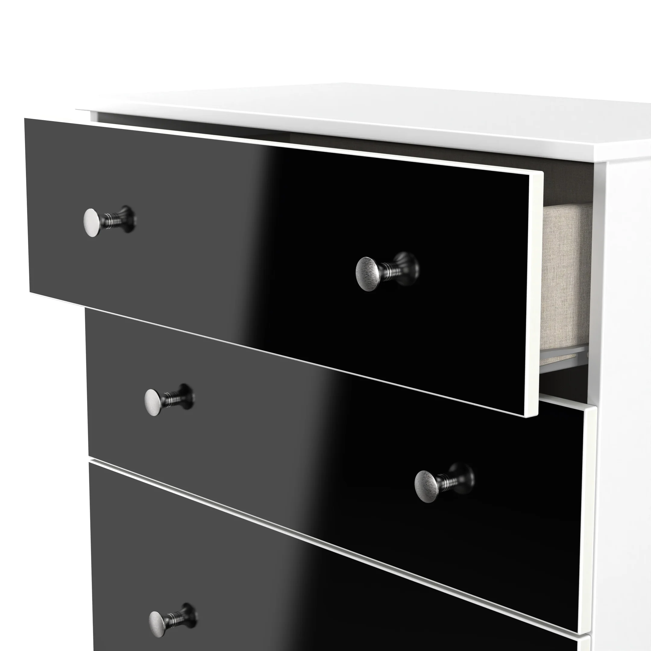 Yarmouth 4 Drawer Deep Chest in Black & White Matt - Ready Assembled - Image 5