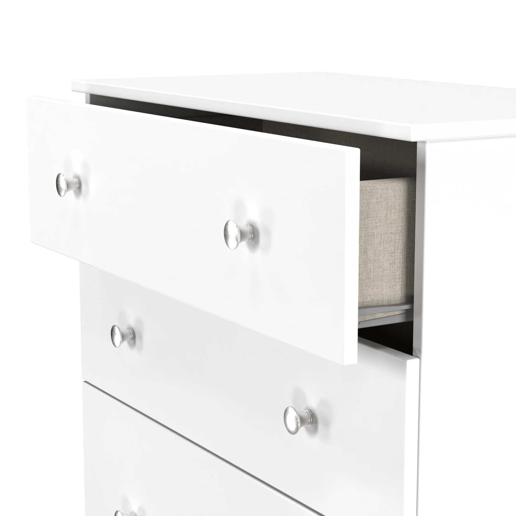 Yarmouth 4 Drawer Deep Chest in White & White Matt - Ready Assembled - Image 5