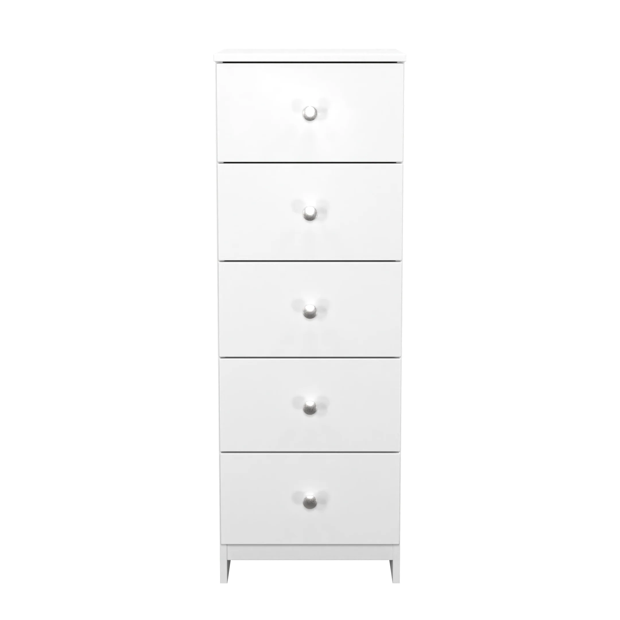 Yarmouth 5 Drawer Bedside Cabinet in White & White Matt - Ready Assembled - Image 2