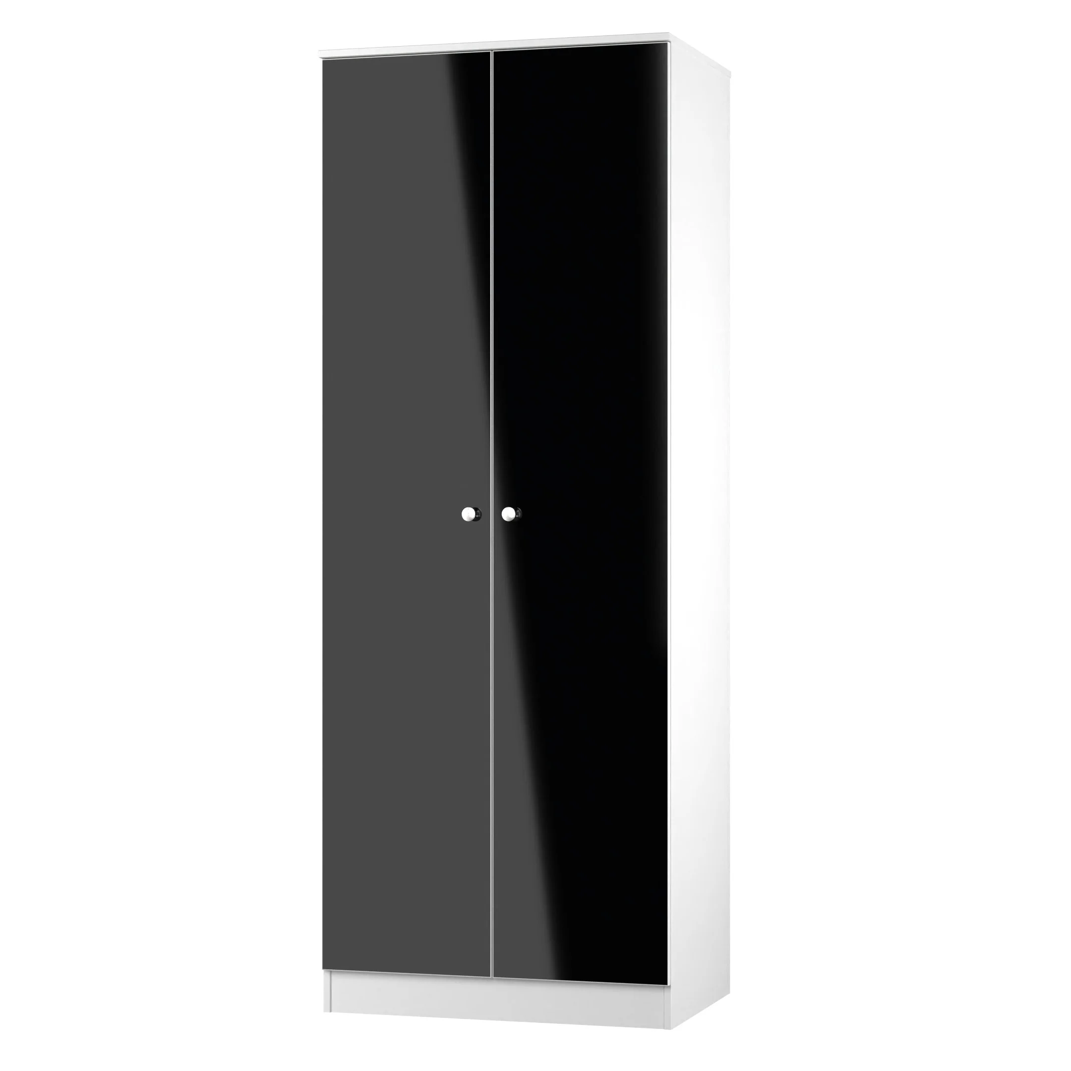 Yarmouth Tall Plain Wardrobe in Black & White Matt - Ready Assembled - Image 3