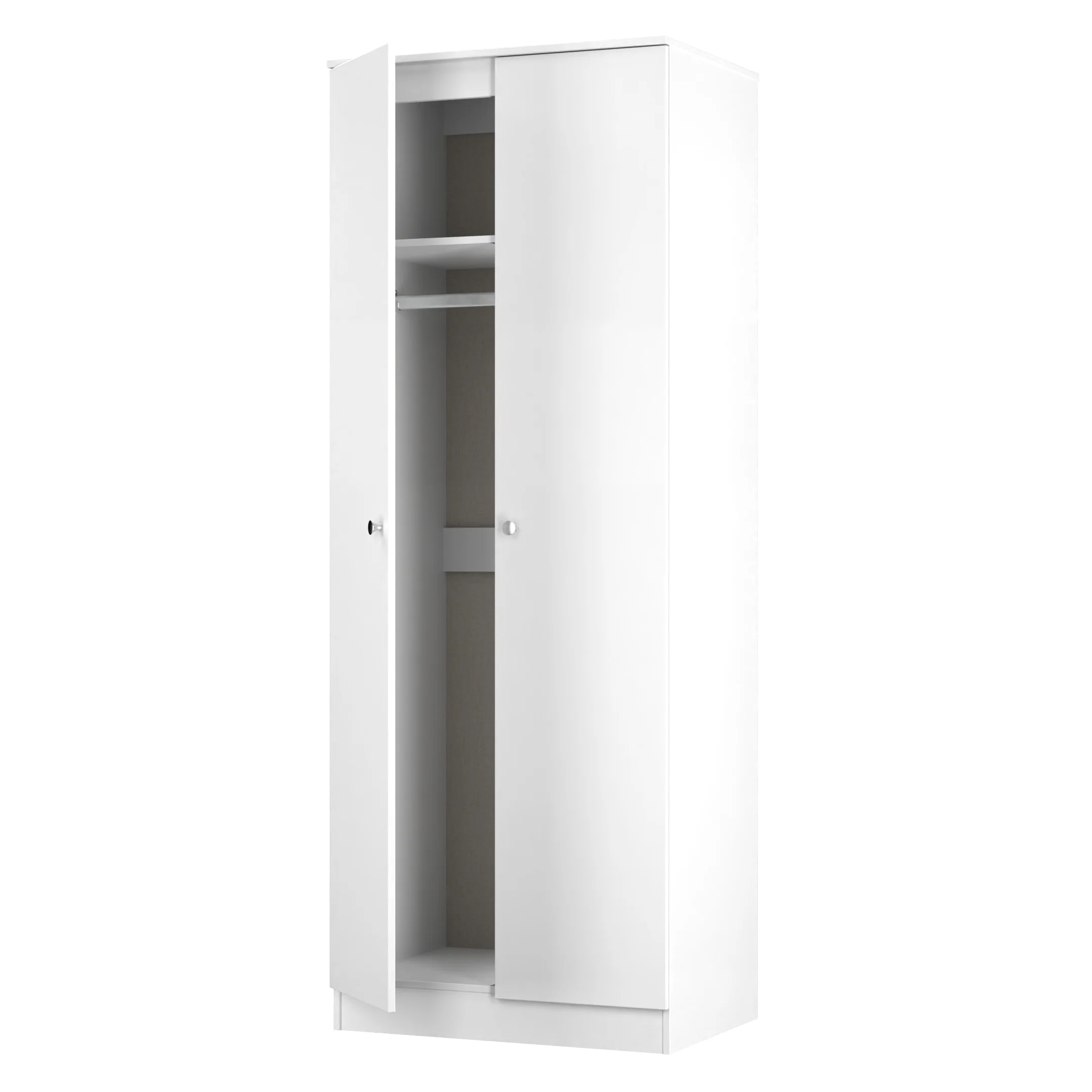 Yarmouth Tall Plain Wardrobe in White & White Matt - Ready Assembled - Image 6